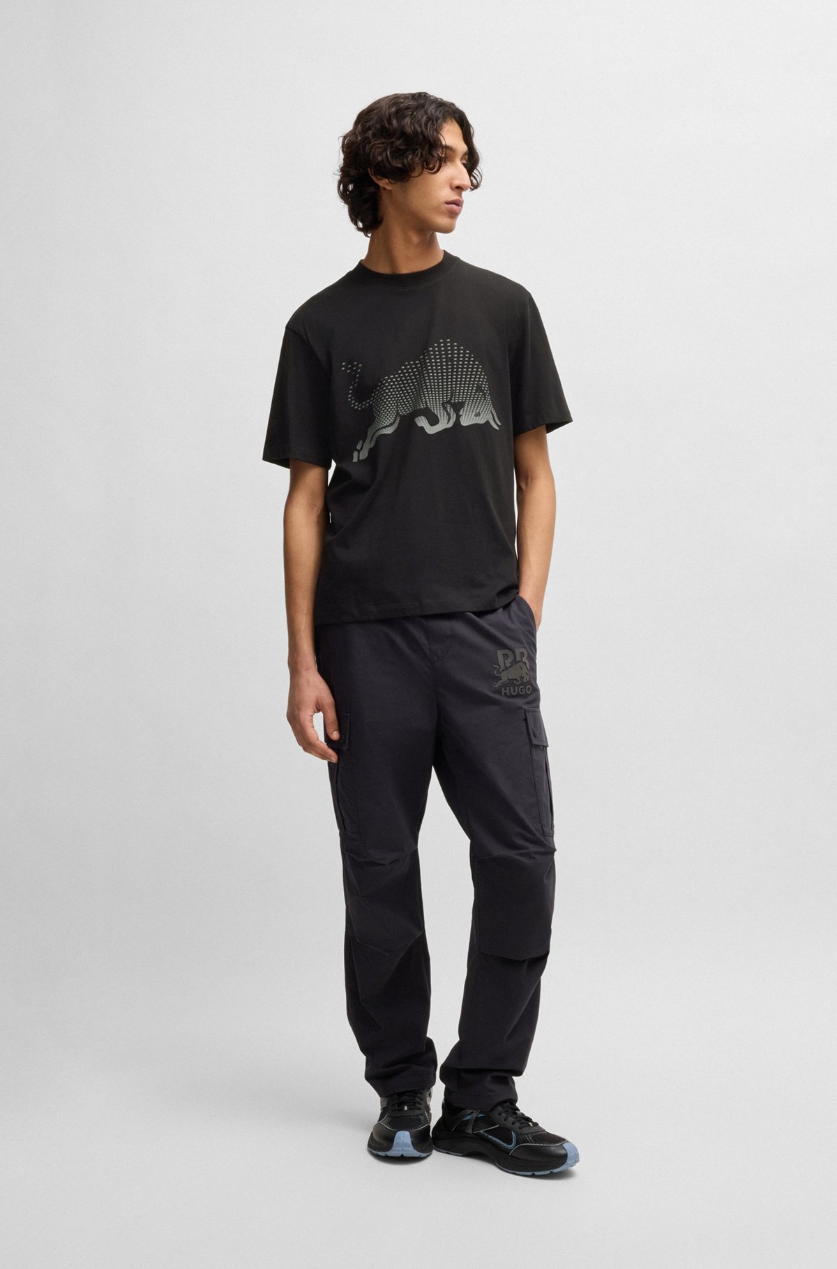 HUGO X RB COTTON-JERSEY T-SHIRT WITH DEGRADÉ BULL GRAPHIC - 4