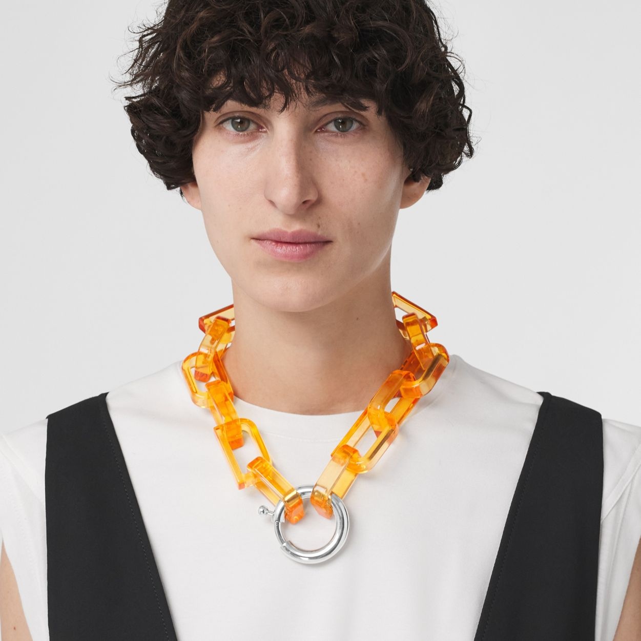 Palladium-plated Clasp Chain-link Necklace - 3