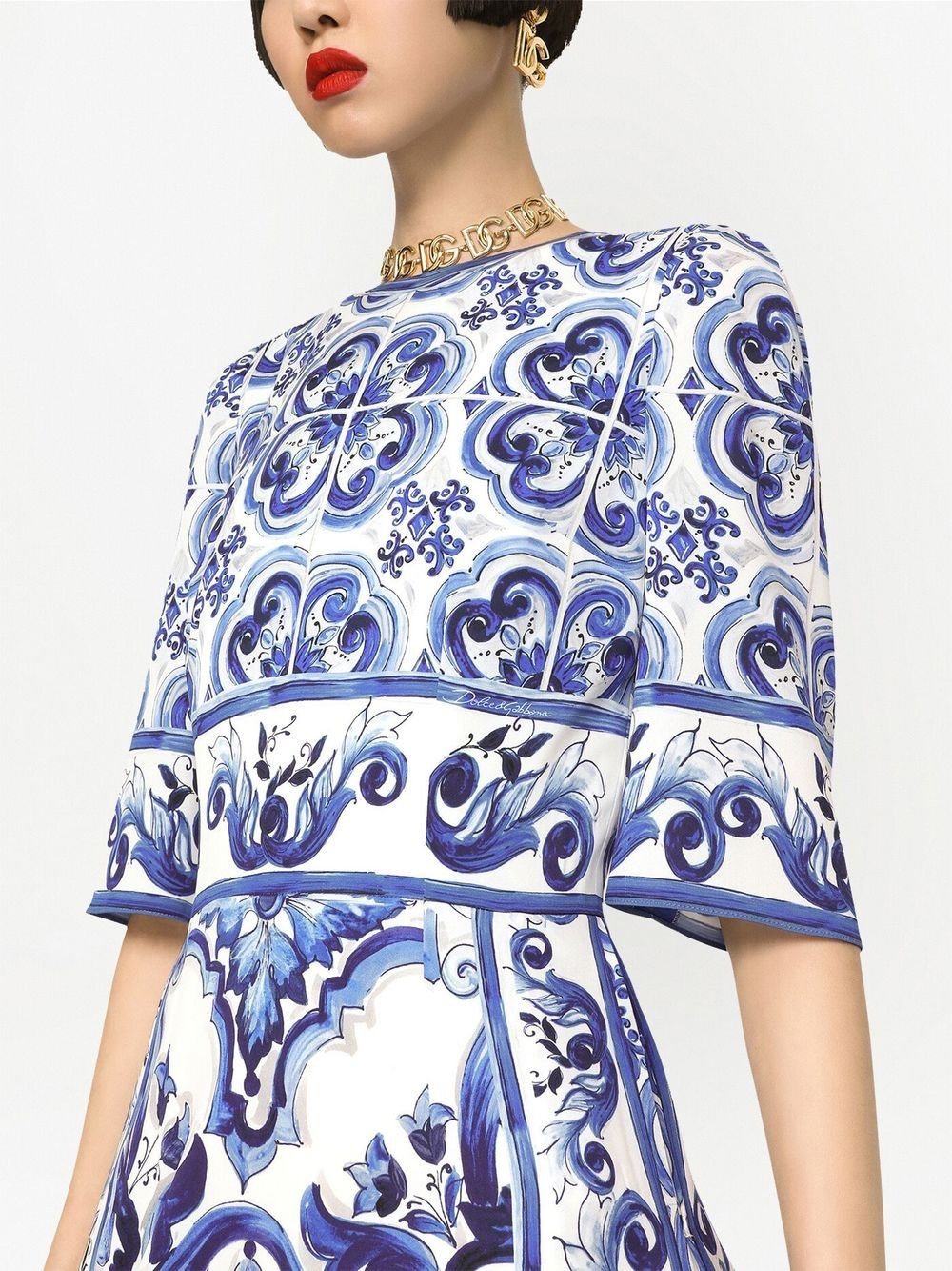 Majolica-print midi dress - 5