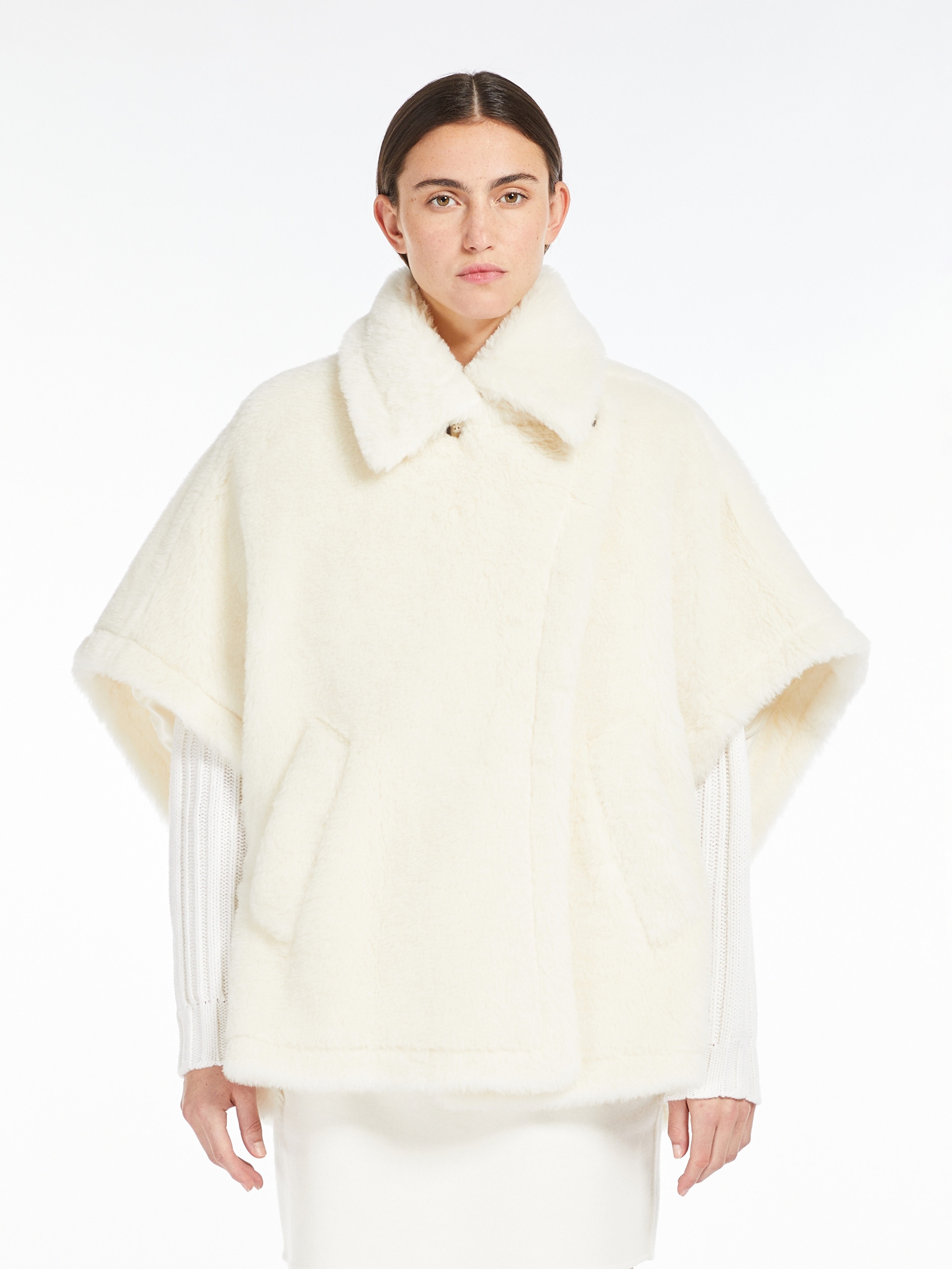 TEBE1 Cape in alpaca and wool Teddy fabric - 3