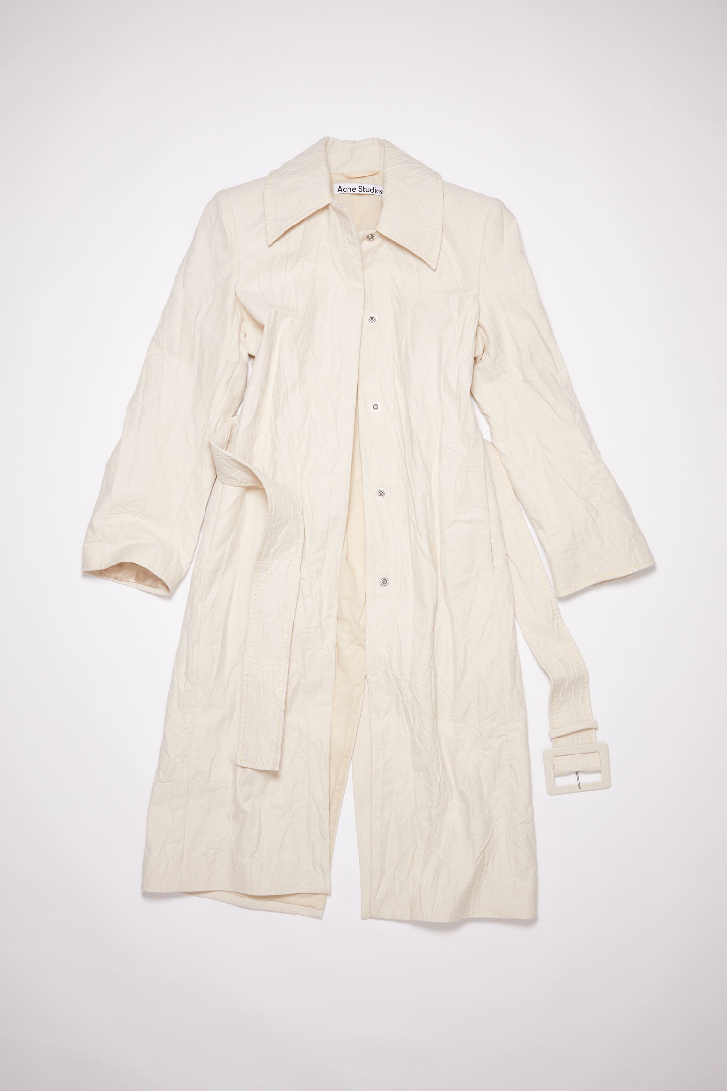 Crinkled twill coat - Ecru beige - 5