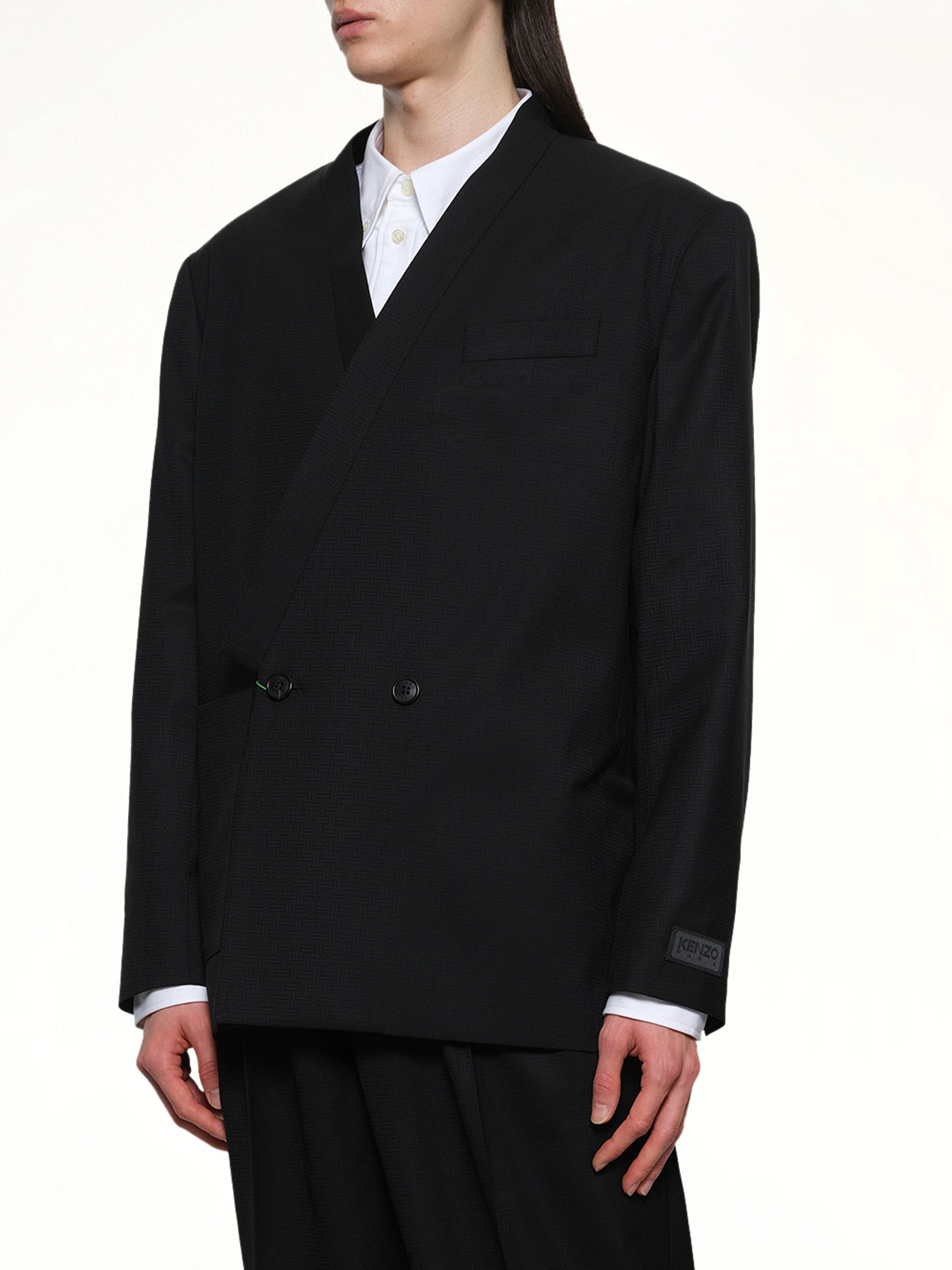 Kenzo Weave Kimono Tailored Jacket in Black - 6