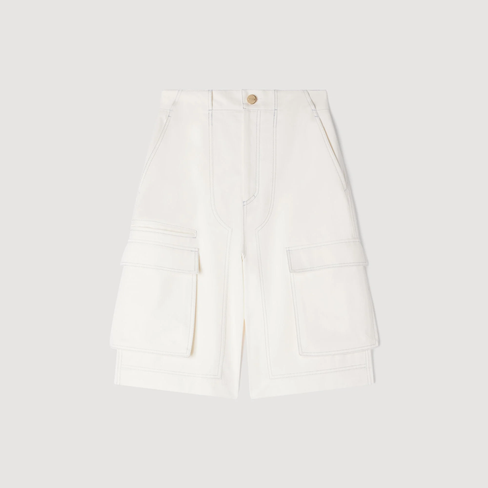 WIDE-LEG COTTON BERMUDA SHORTS - 1