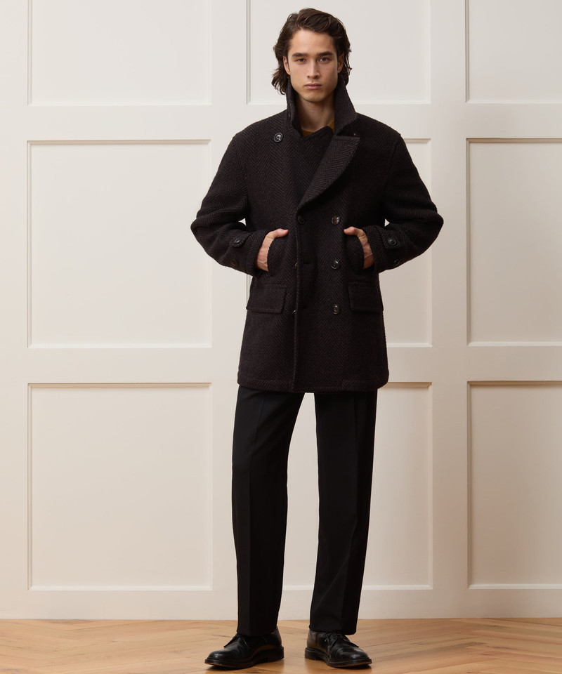 Italian Wool Herringbone Peacoat 5
