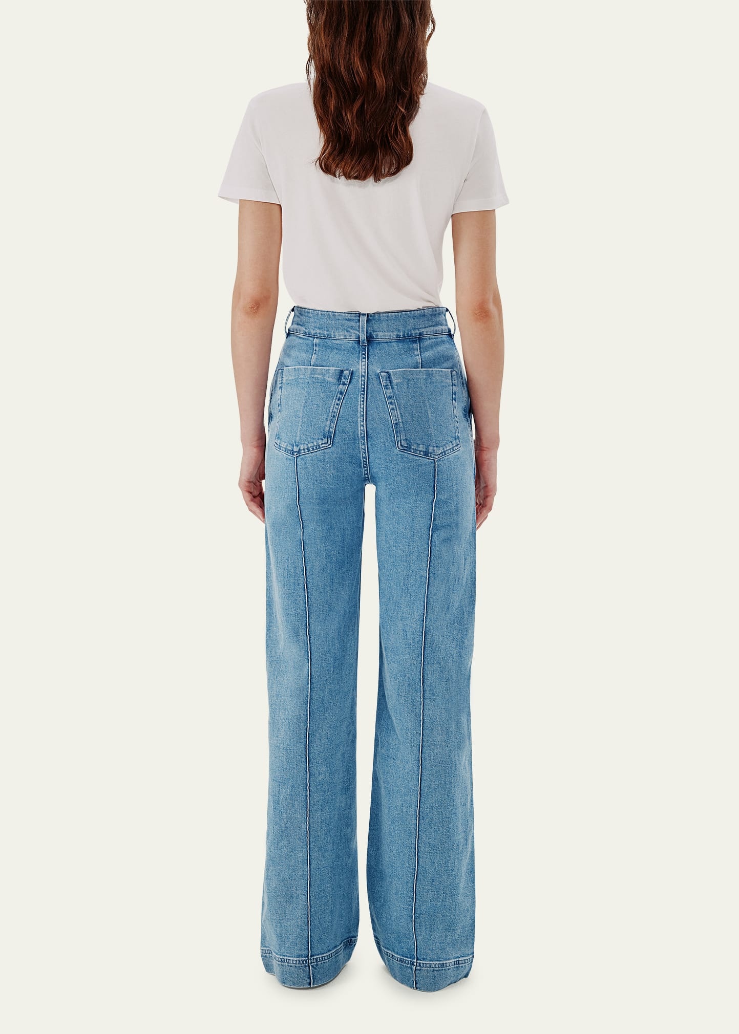 High-Waisted Wide Leg Denim Pants - 3