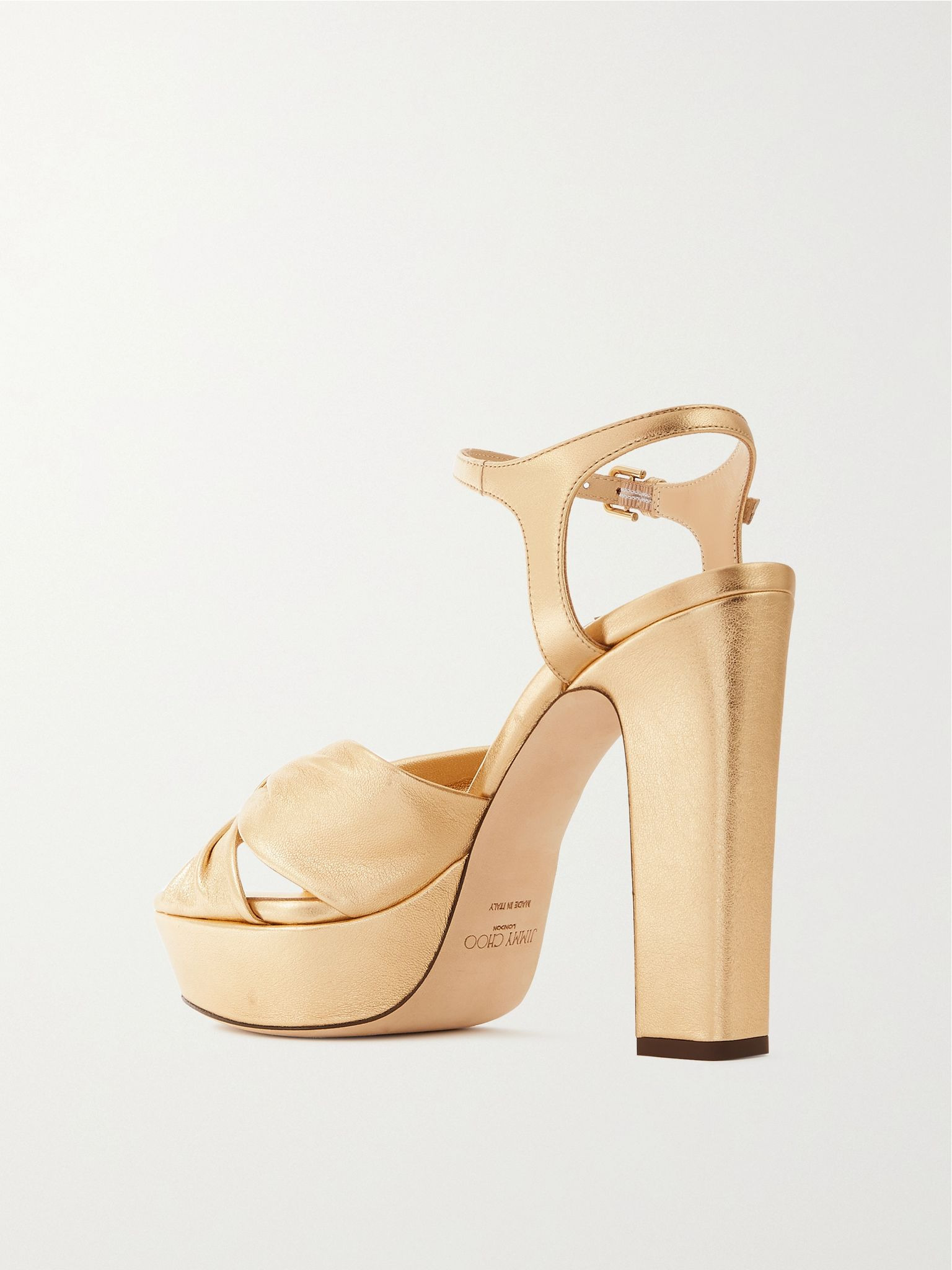 Heloise 120 knotted metallic leather platform sandals Gold - 3