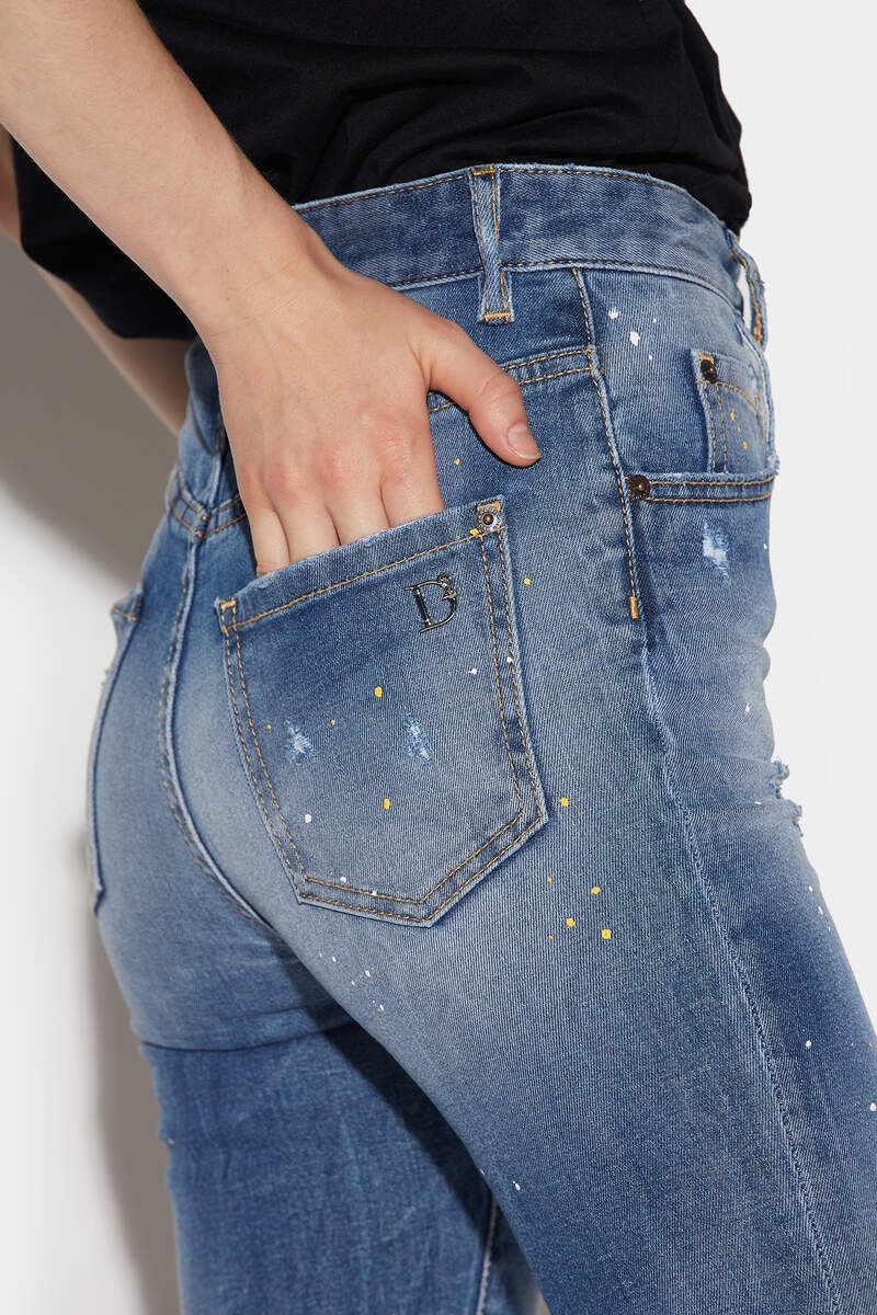 MEDIUM WASH HIGH WAIST CROPPED TWIGGY JEANS - 4