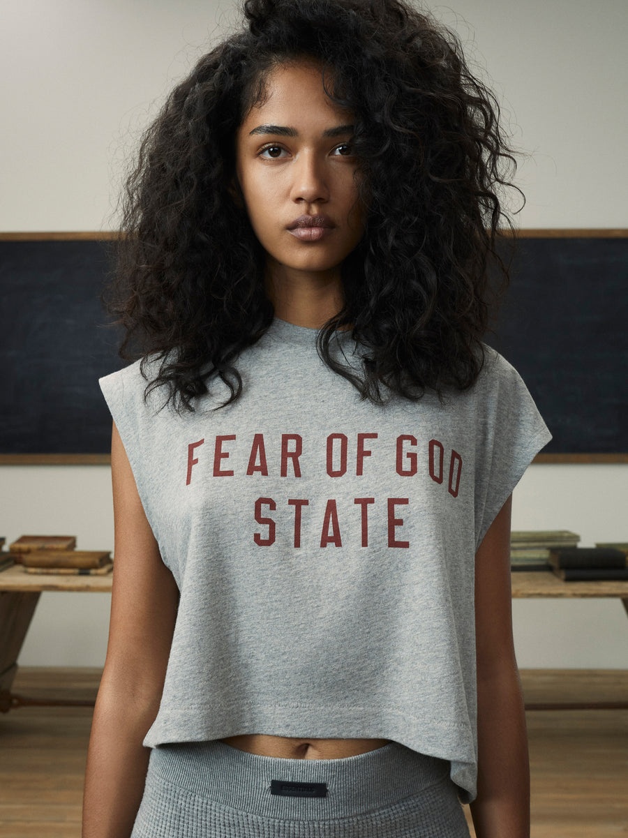 Womens Tri-Blend Cropped Muscle Tee - 2