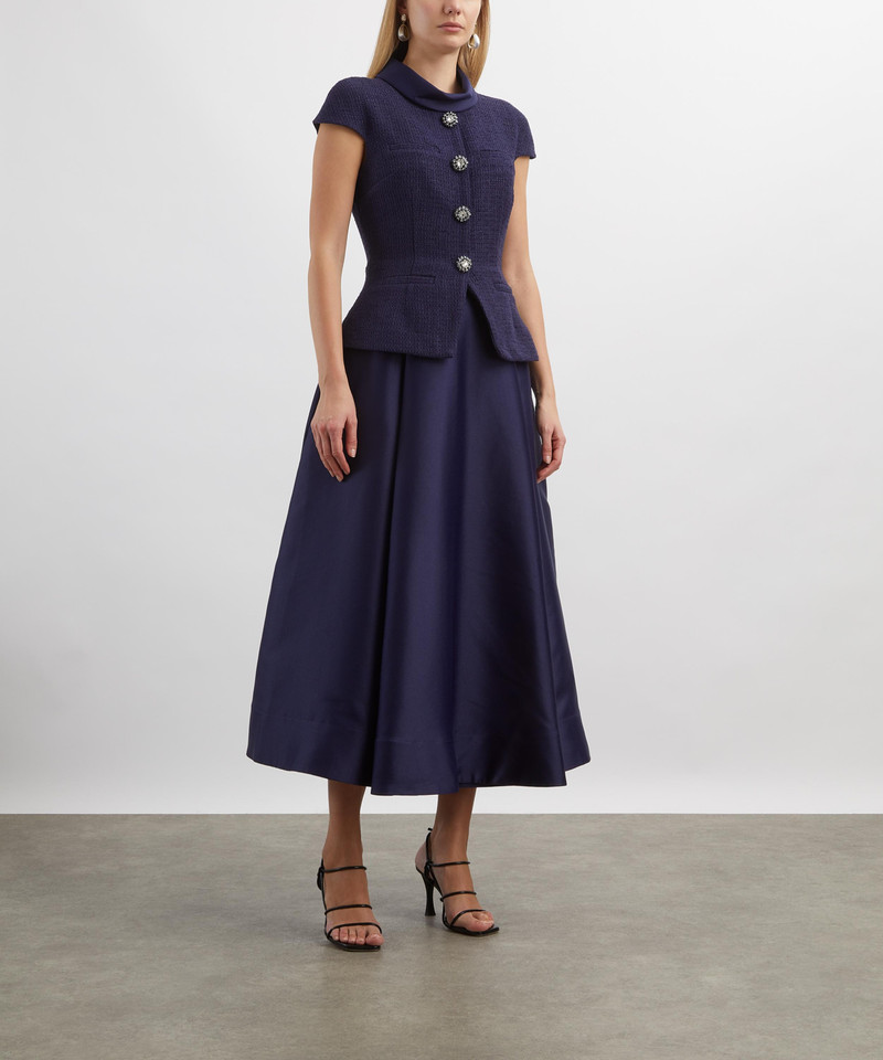 self-portrait Boucle Taffeta Midi Dress outlook