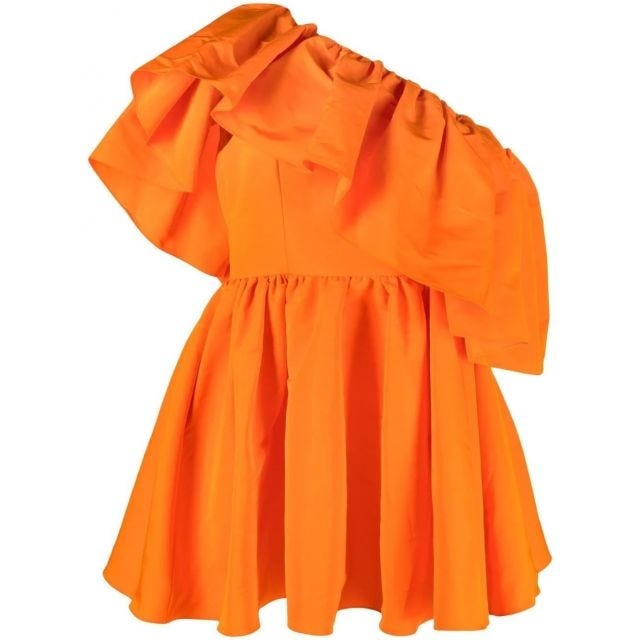 Short orange dress with ruffles and flounces - 1
