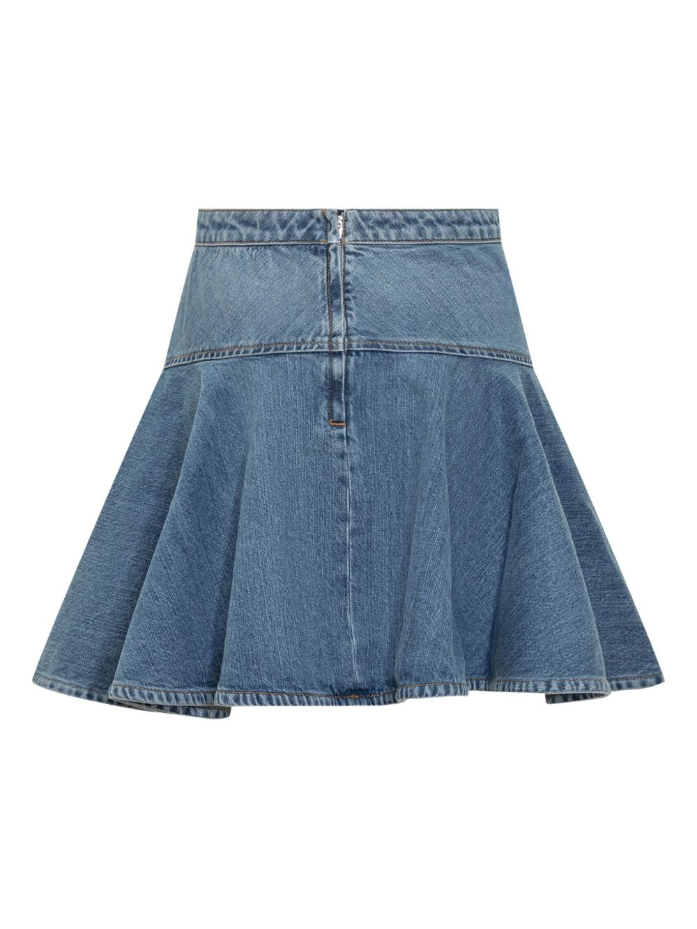 denim flared short A-line skirt - 2