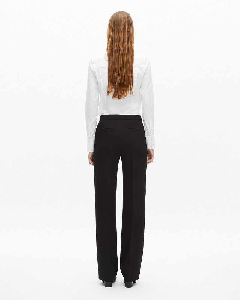 BLACK STRAIGHT-CUT CREPE TAILORED PANTS 4