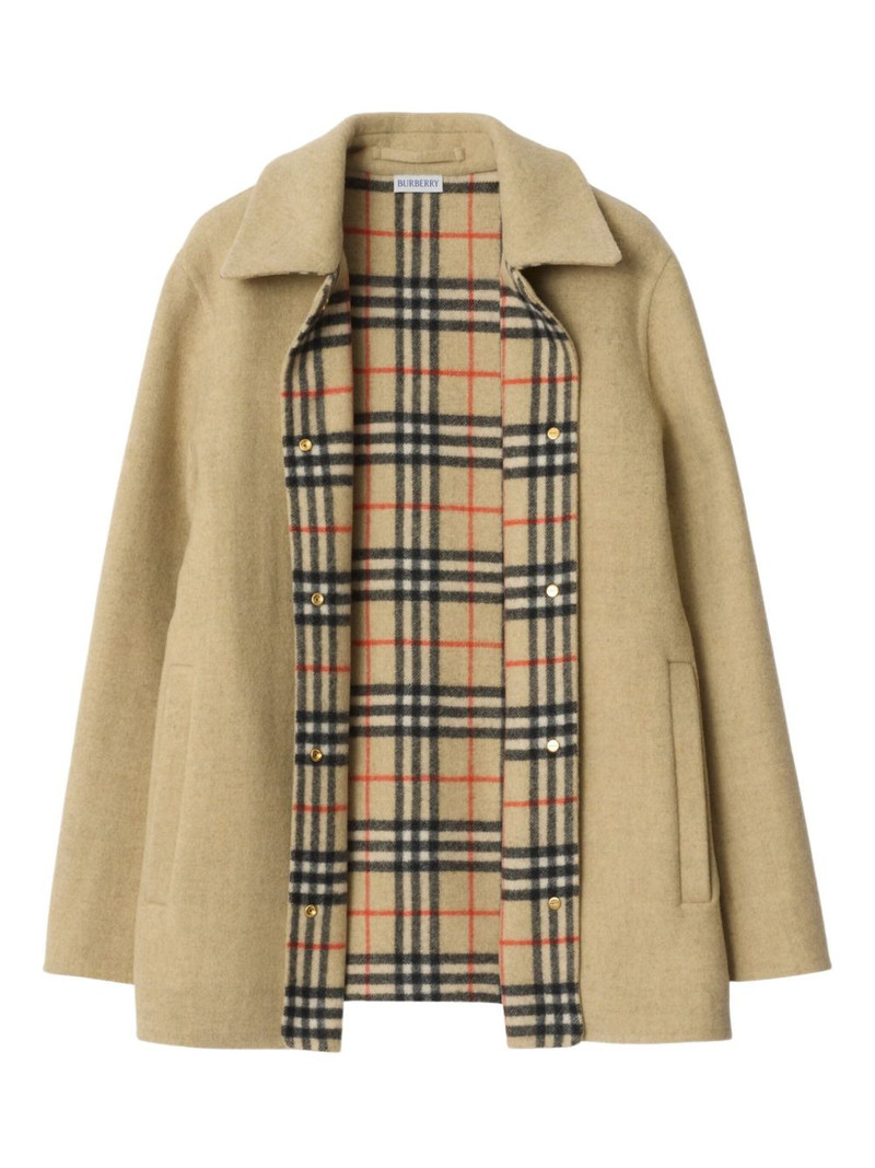 Burberry check-lined wool overshirt outlook