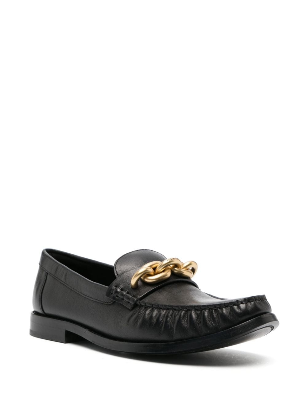 chain-link detailing leather loafers - 2