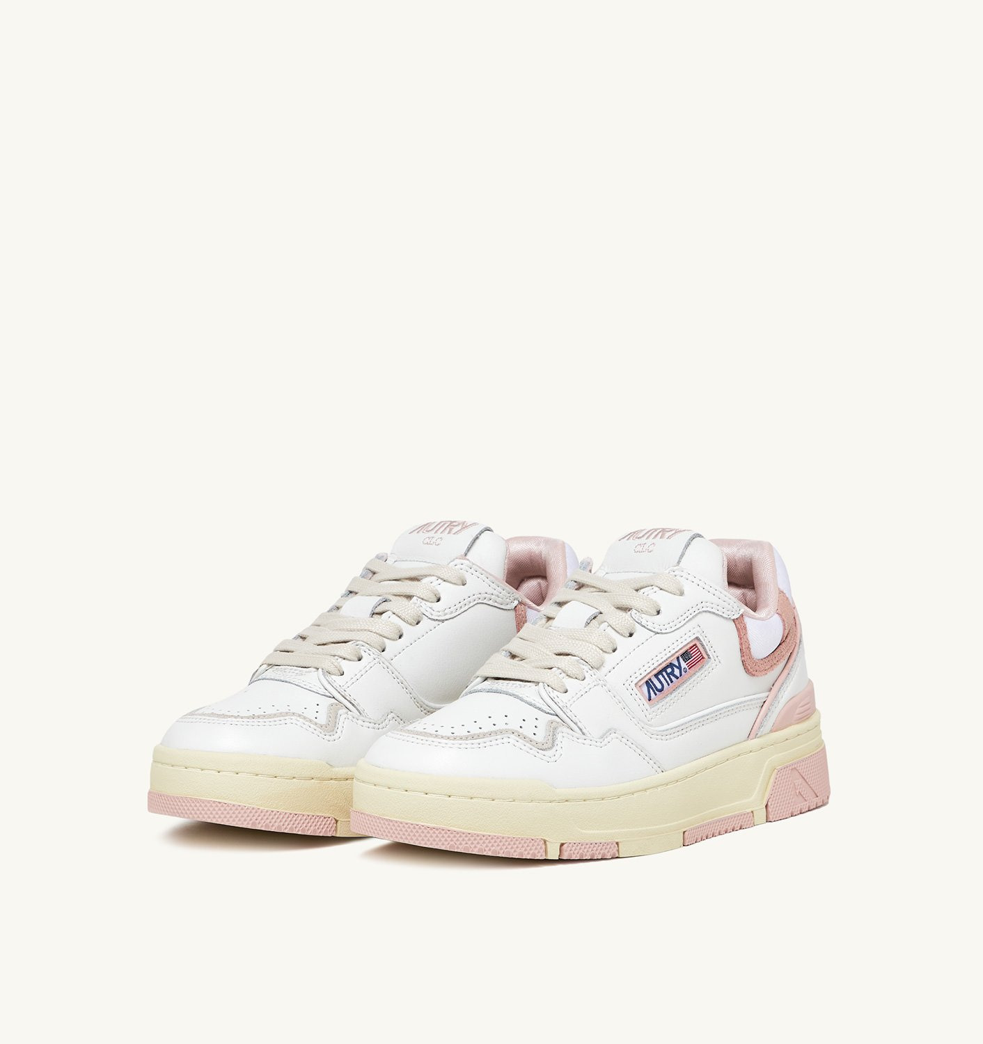 CLC LOW SNEAKERS IN WHITE LEATHER AND POWDER PINK SUEDE - 2