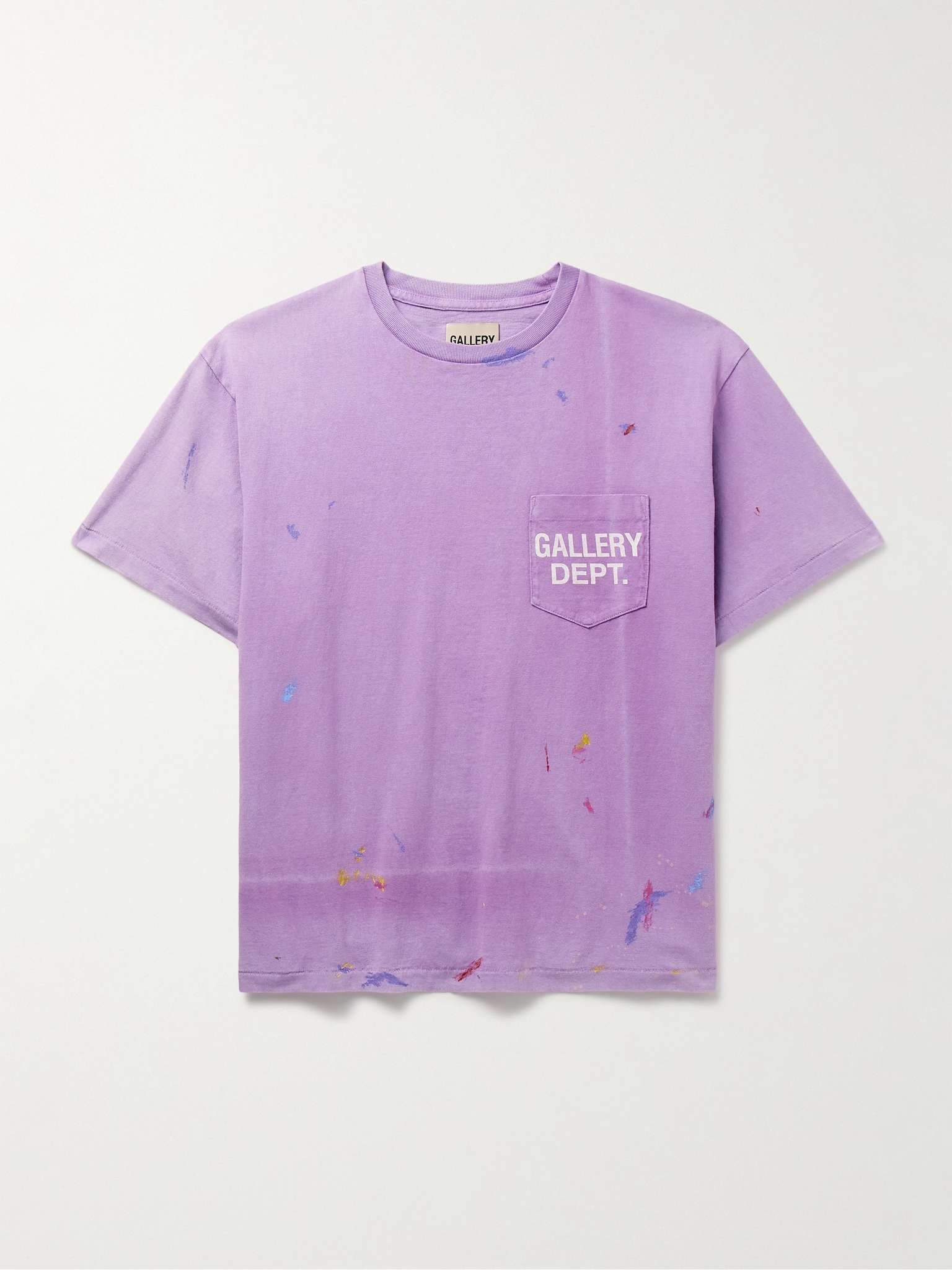 Logo-Print Paint-Splattered Cotton-Jersey T-Shirt - 1