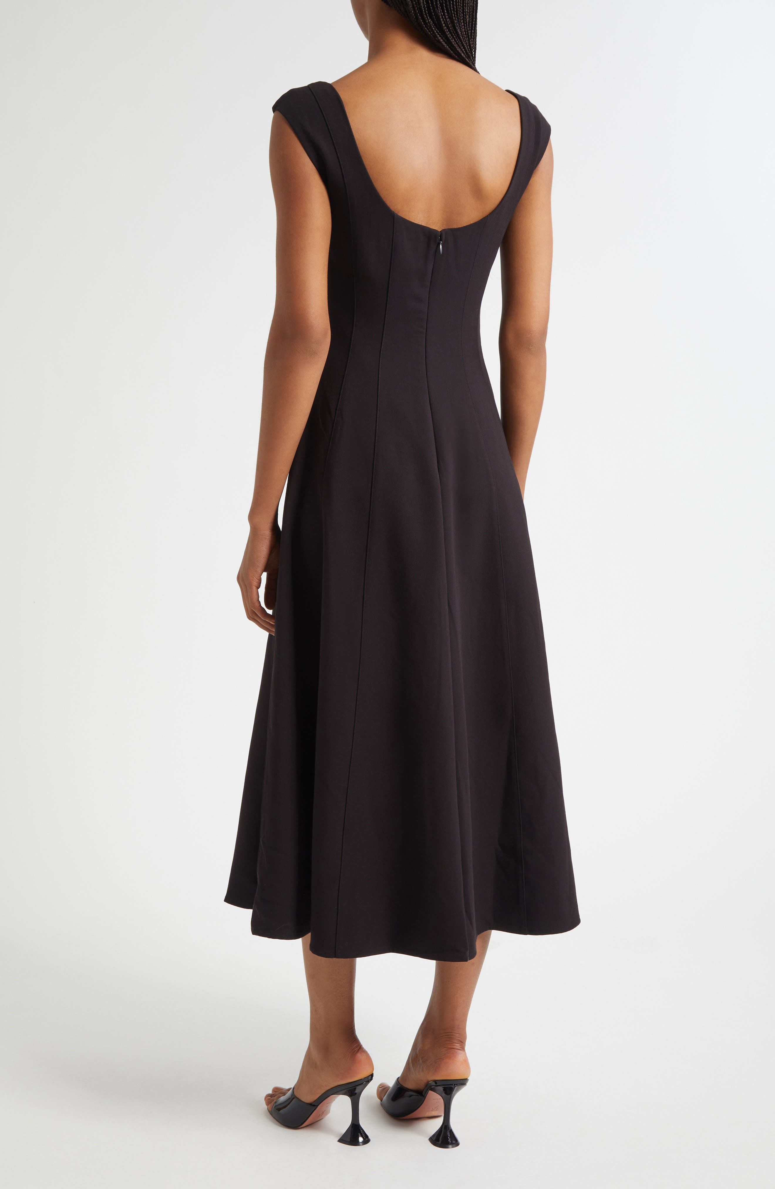 STAUD Cap Sleeve Midi Dress in Black at Nordstrom - 2