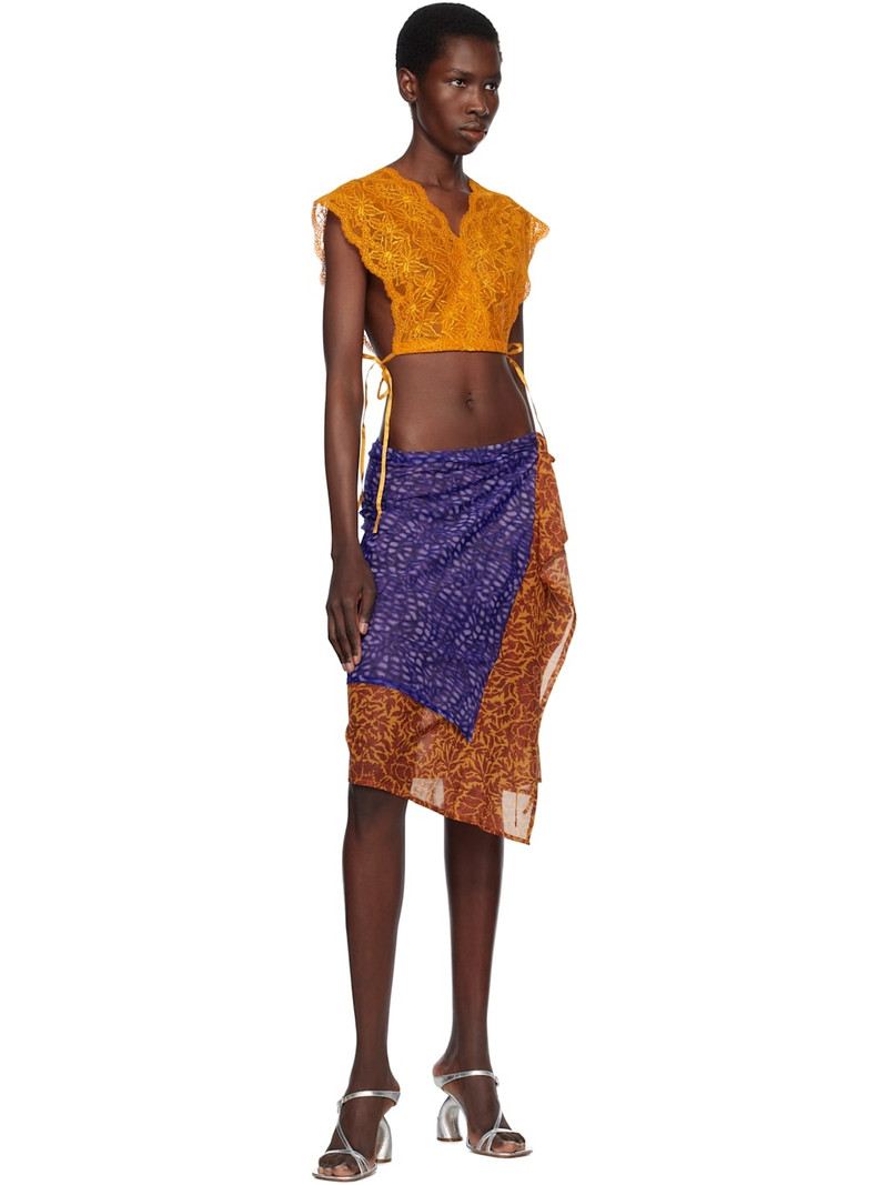Dries Van Noten Orange Lace Crop Top outlook