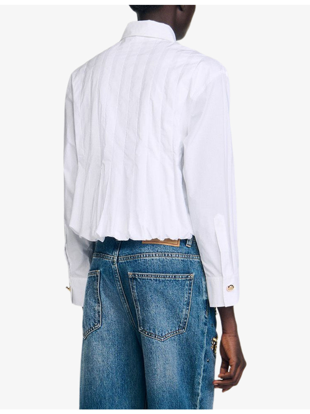 Pleated Cropped Cotton Shirt - 4
