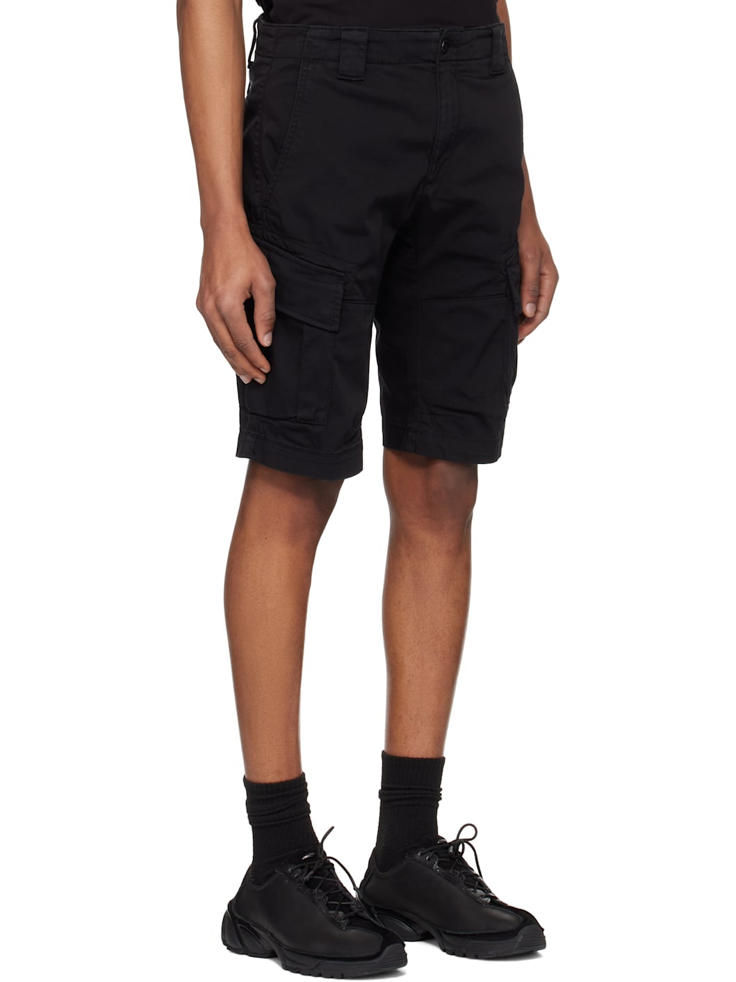 C. P. Company Black Stretch Sateen Cargo Shorts - 2