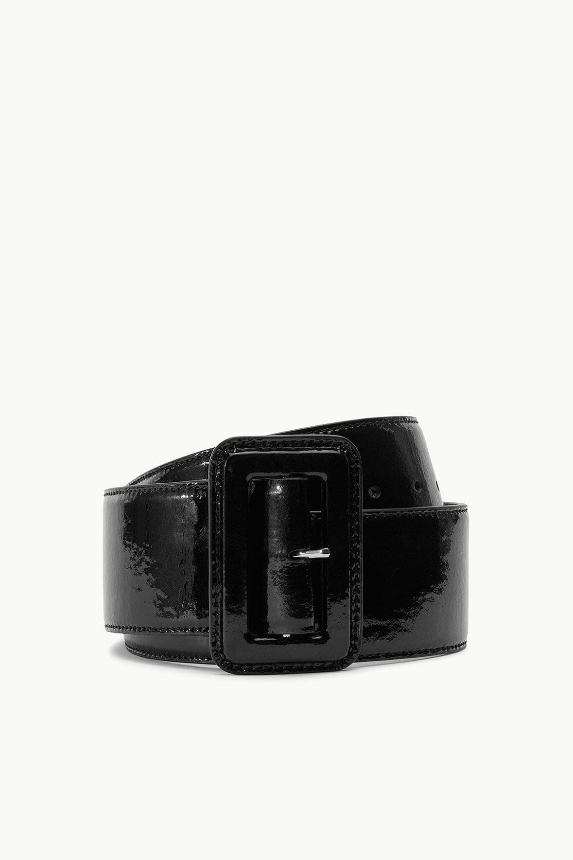 STAUD WIDE WAIST BELT BLACK PATENT - 1