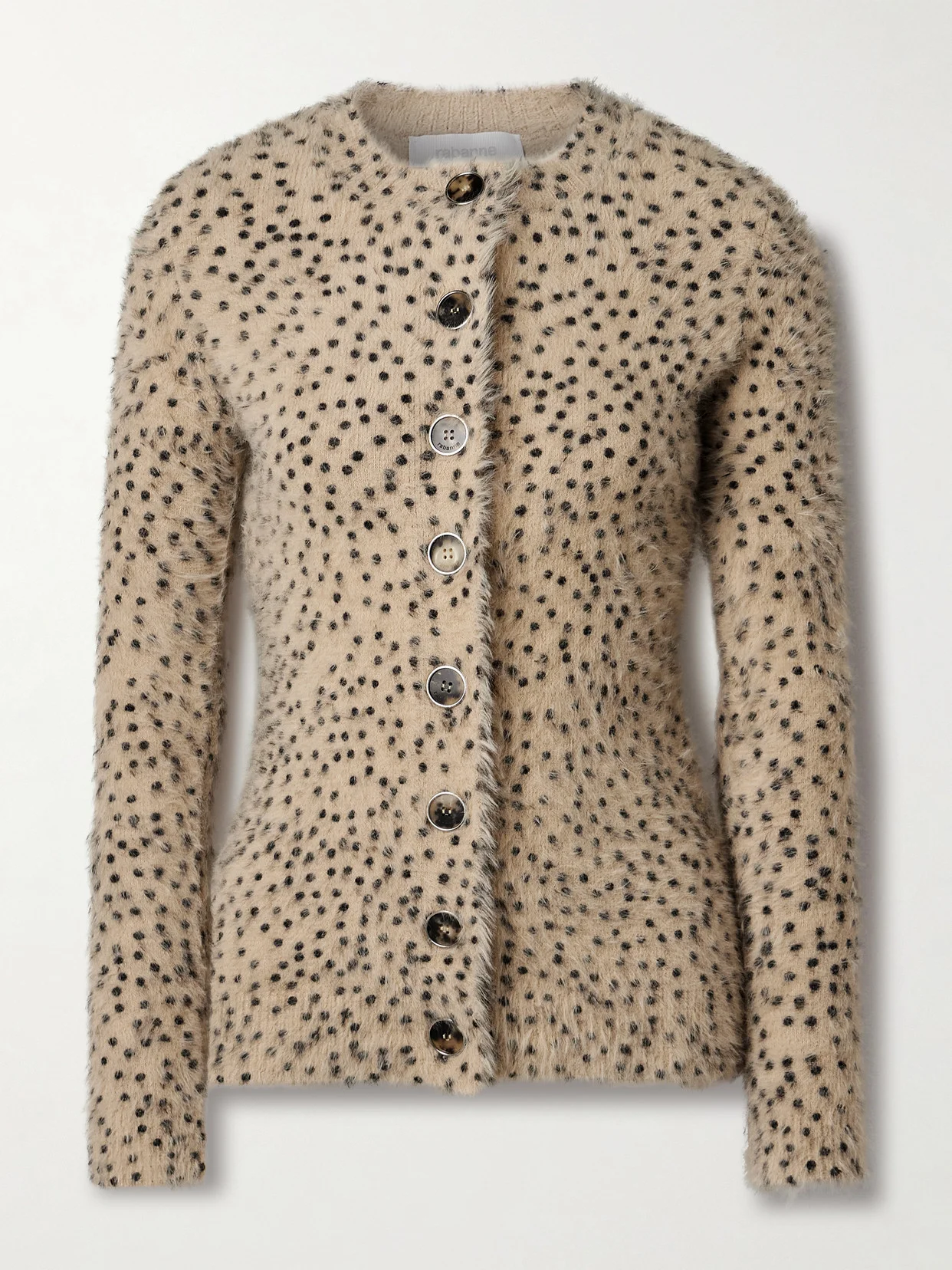 Brushed Cheetah-print Stretch-knit Cardigan - 1