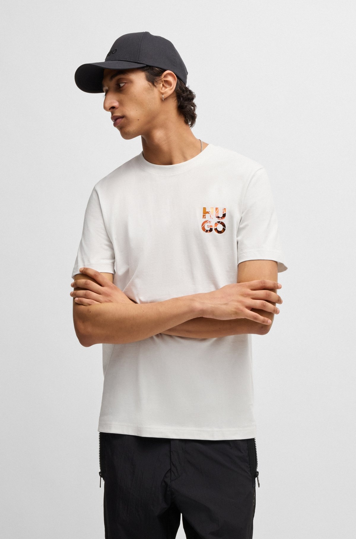 COTTON-JERSEY T-SHIRT WITH STACKED-LOGO PRINT - 2