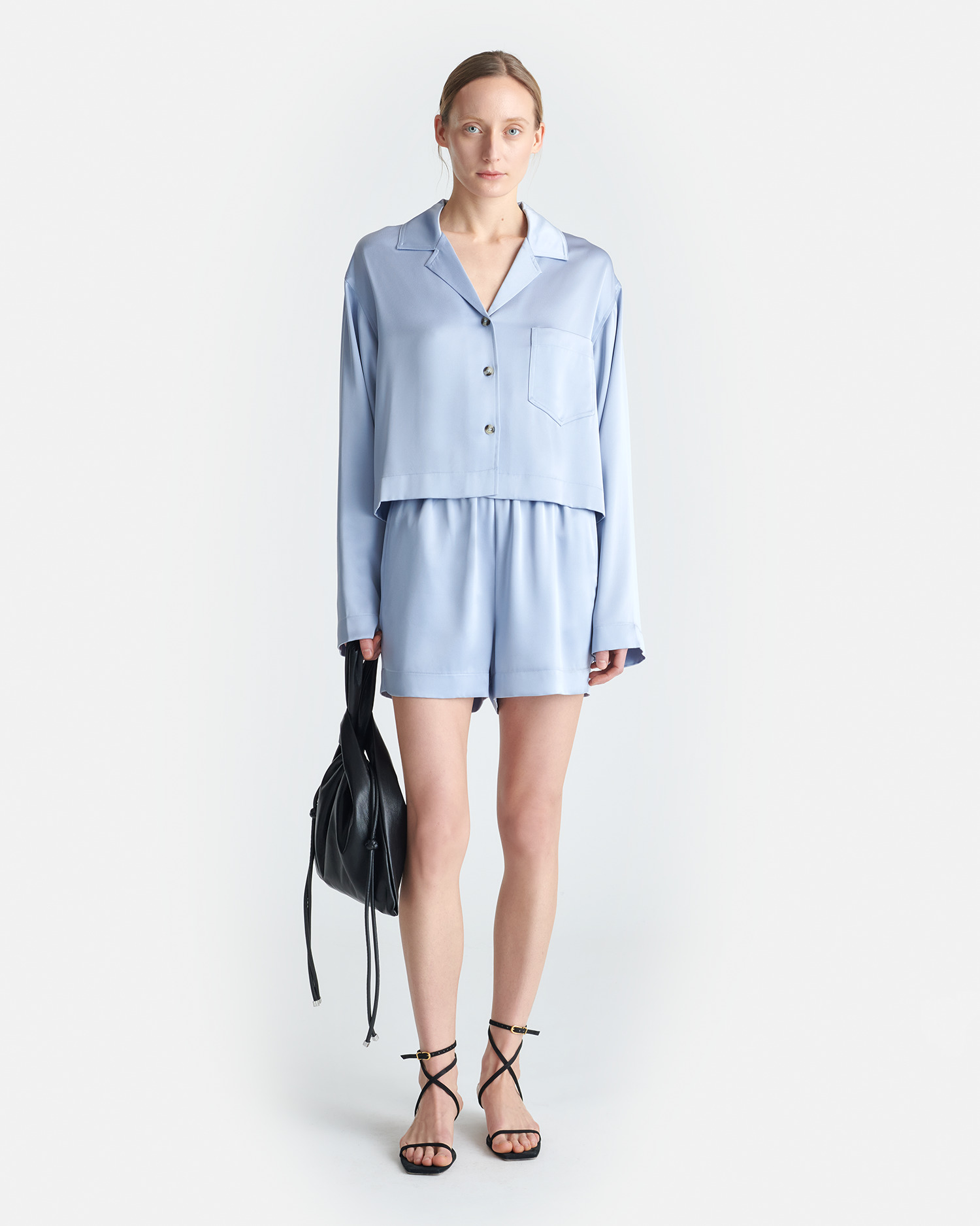 Cropped Slip Satin Shirt - 3