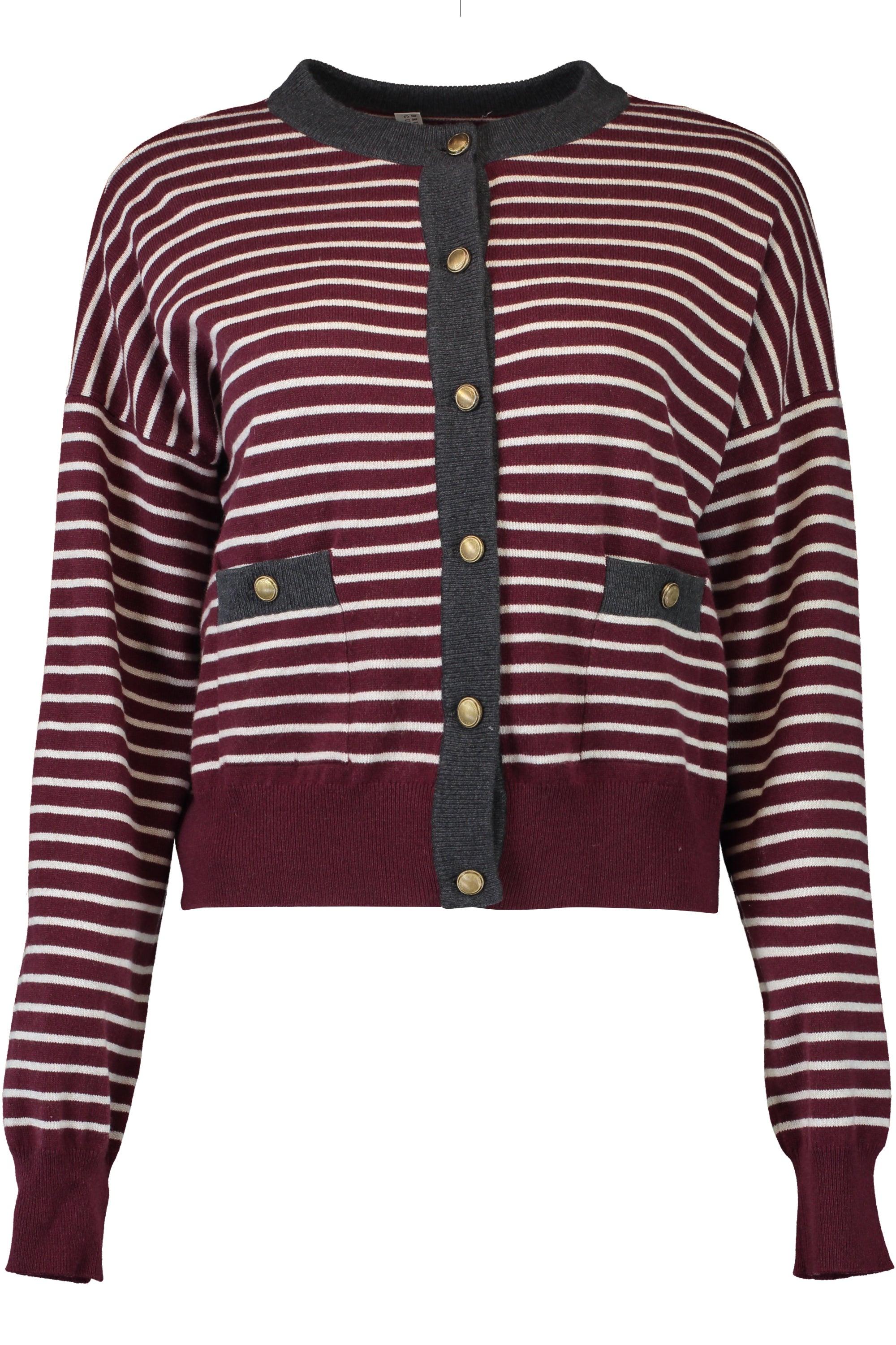 Contrast Trim Striped Cardigan - 1