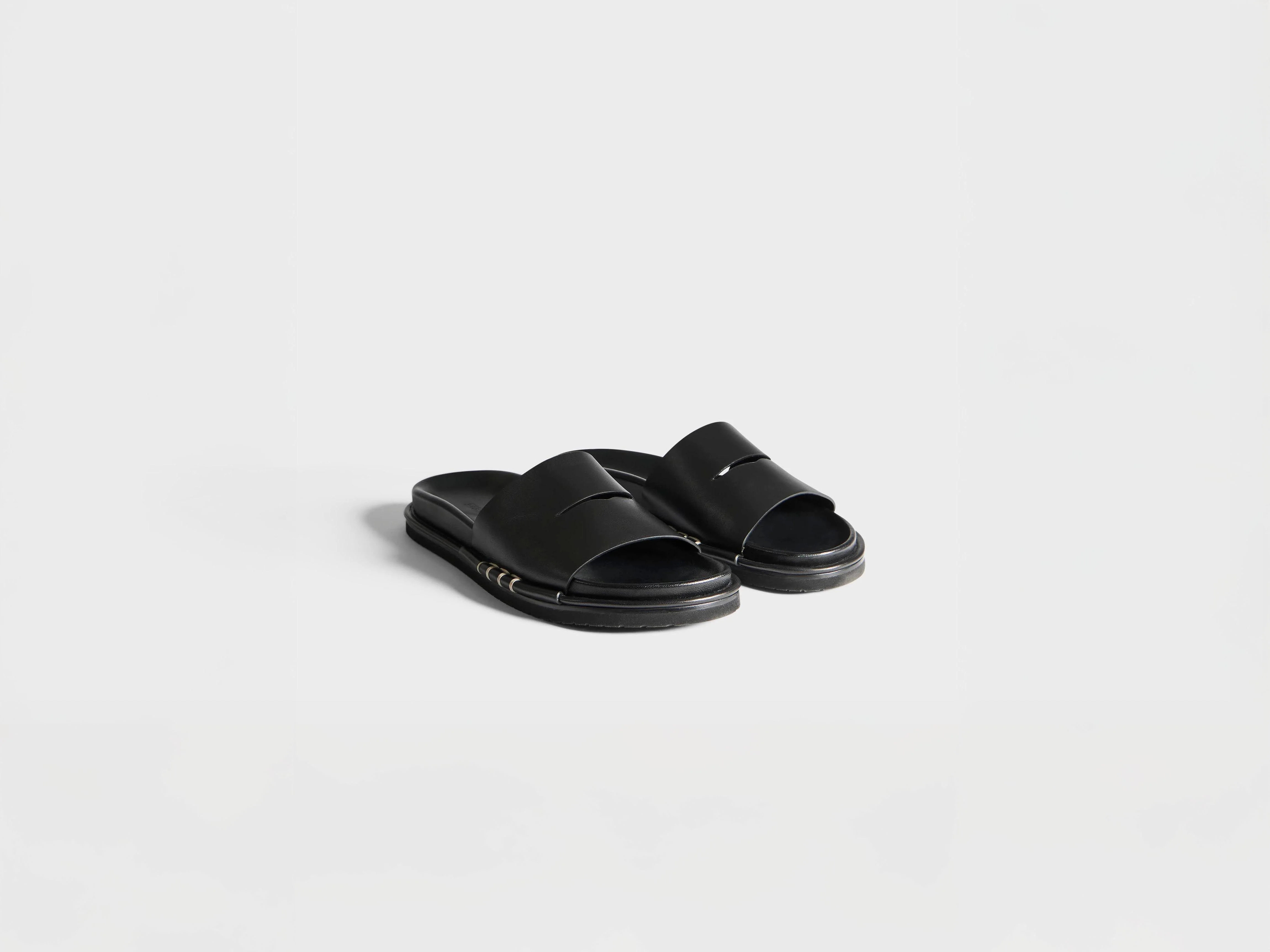 MENS FUSSBETT LOAFER LEATHER SLIDES IN BLACK - 1