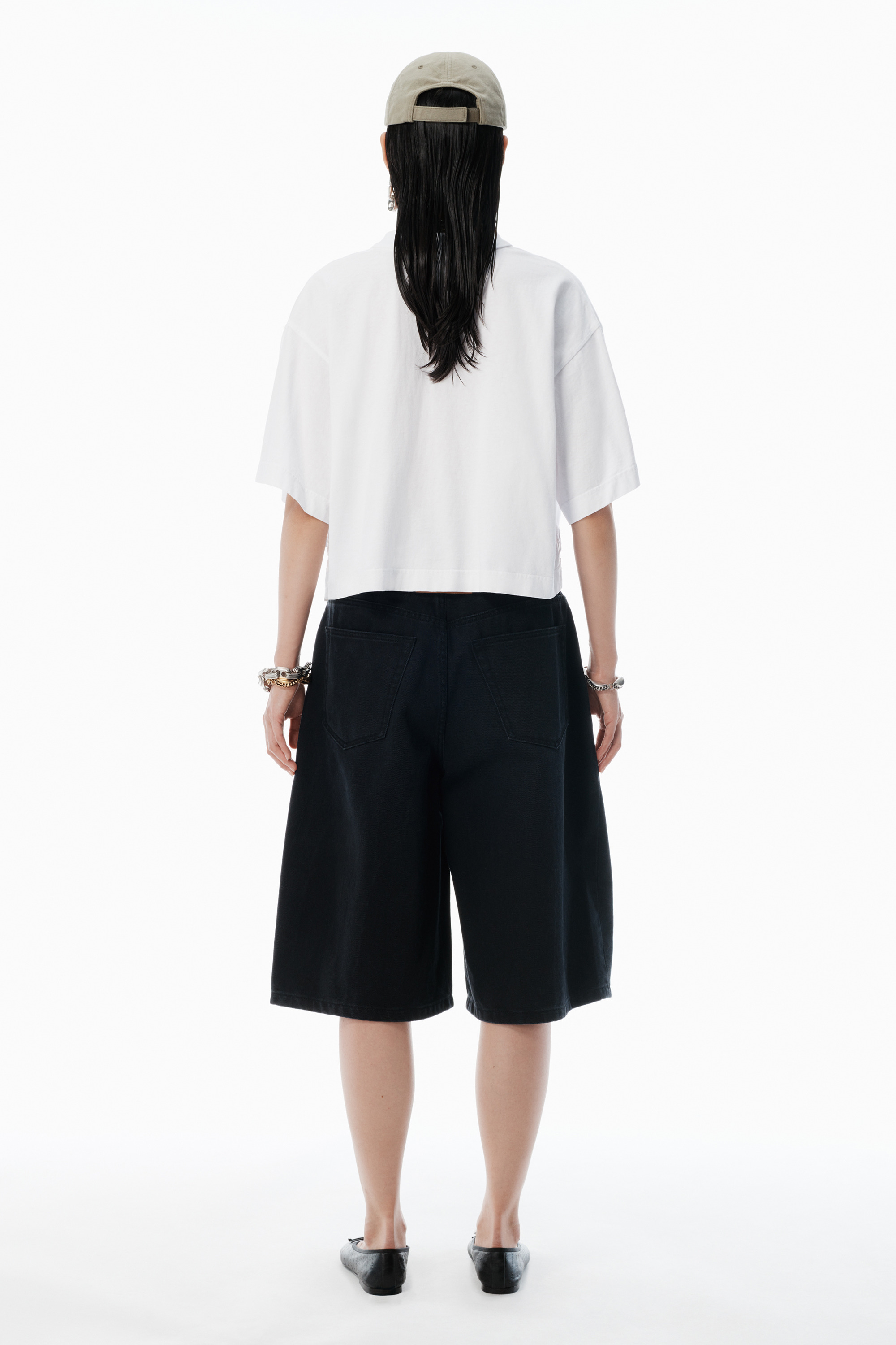 White Logo Cropped Jersey Tee - 4