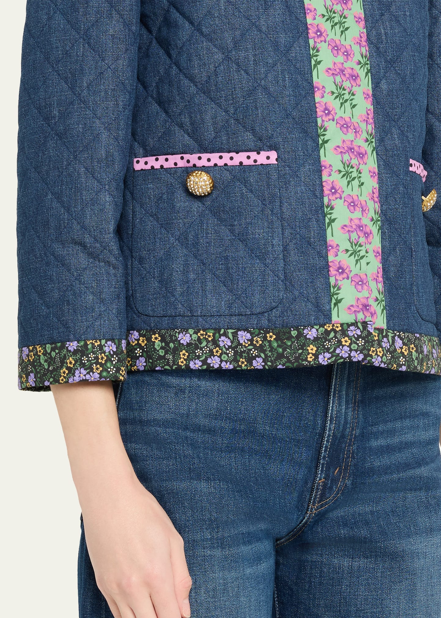 Open-Front Quilted Chambray Jacket - 5