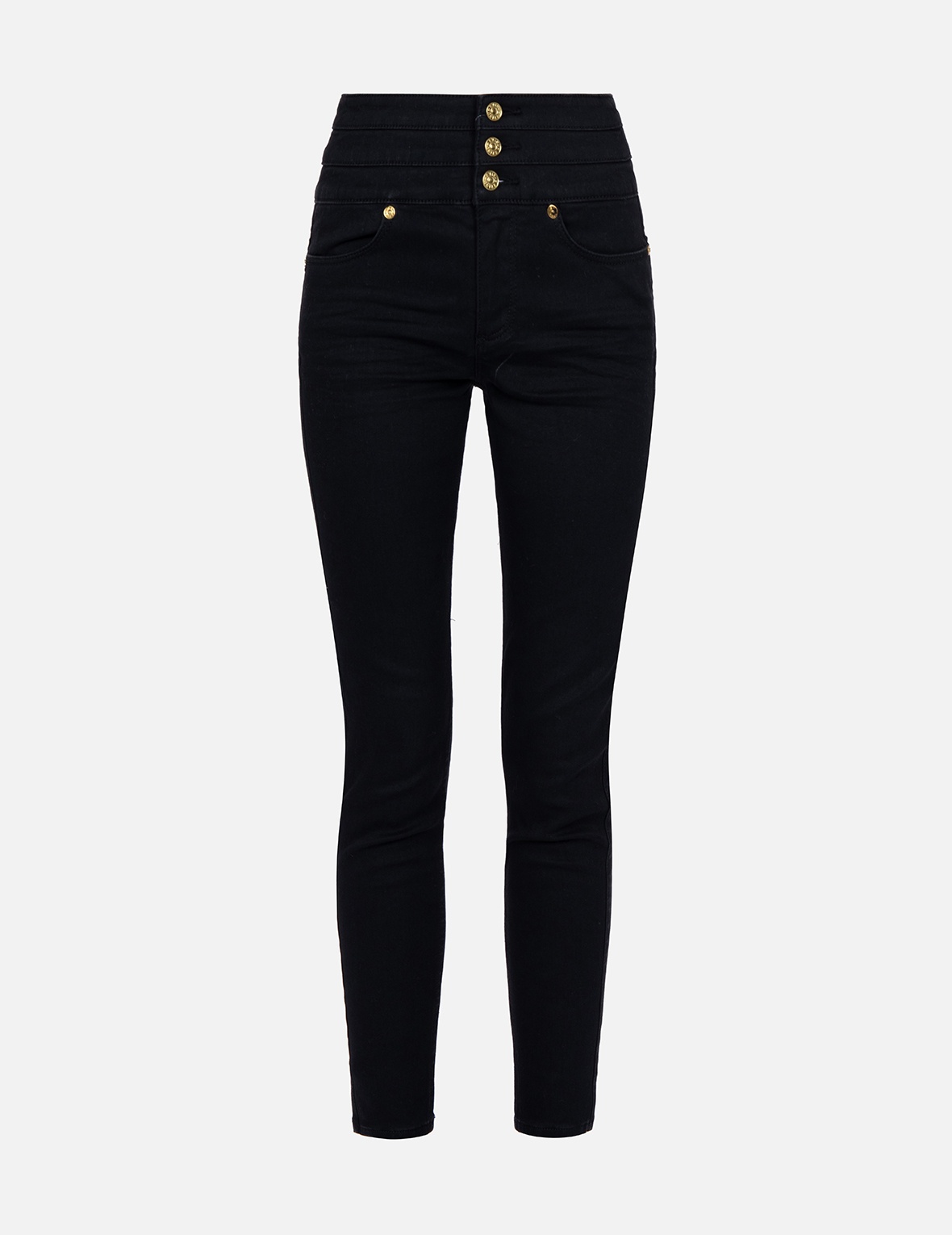 KOI PRINT AND SEAGULL EMBROIDERY SUPER HIGH-WAIST SKINNY JEANS - 1
