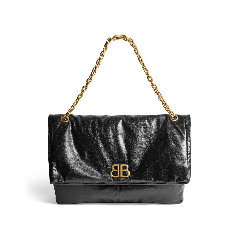 Women's Monaco Large Chain Bag in Black - 1