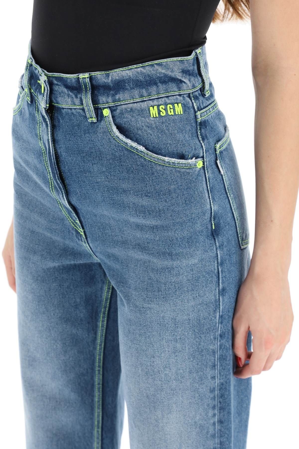 WIDE LEG JEANS WITH NEON STITCHING - 5