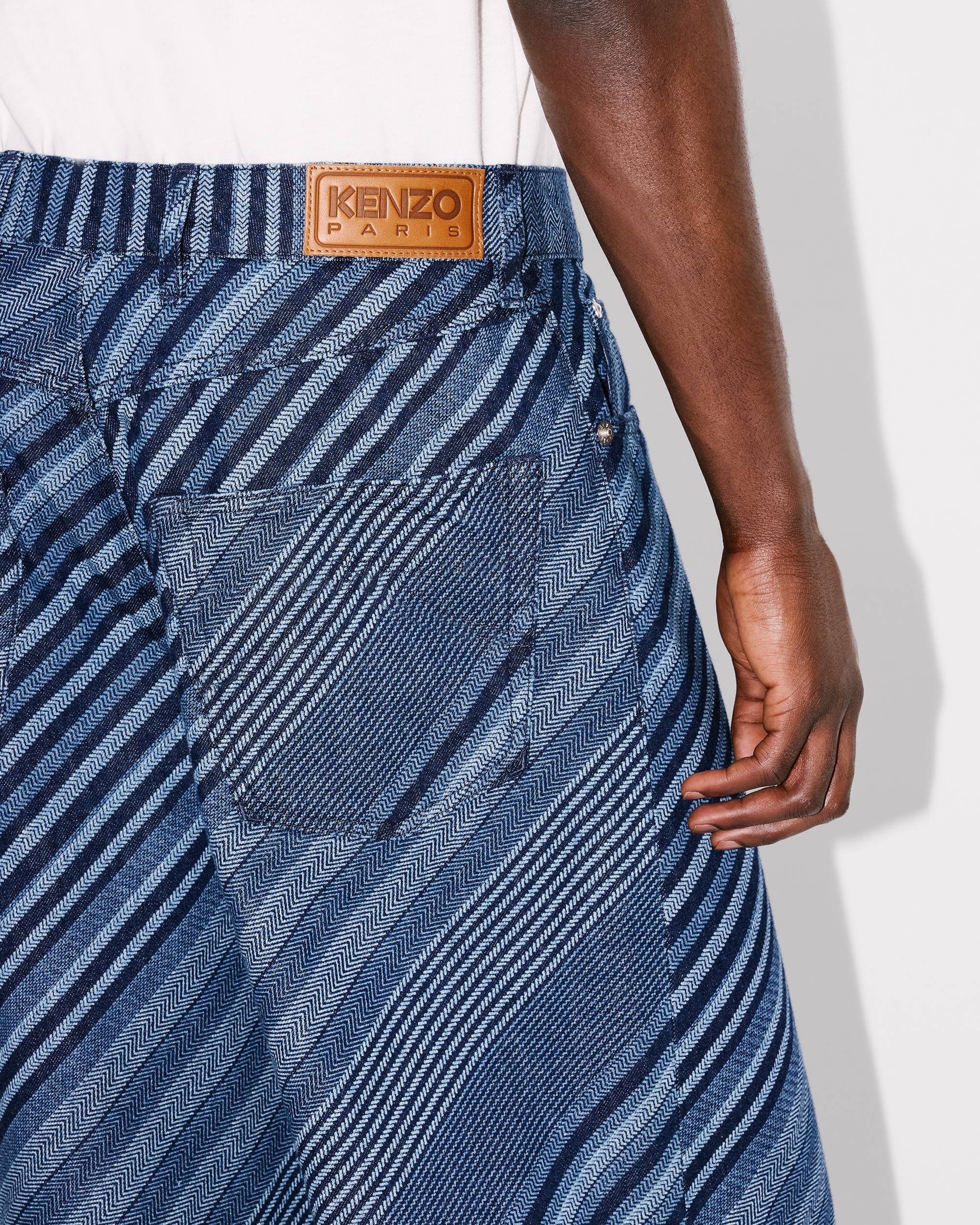 'Kenzo Diagonal Stripe' turn up wide fit jeans in Japanese denim - 9