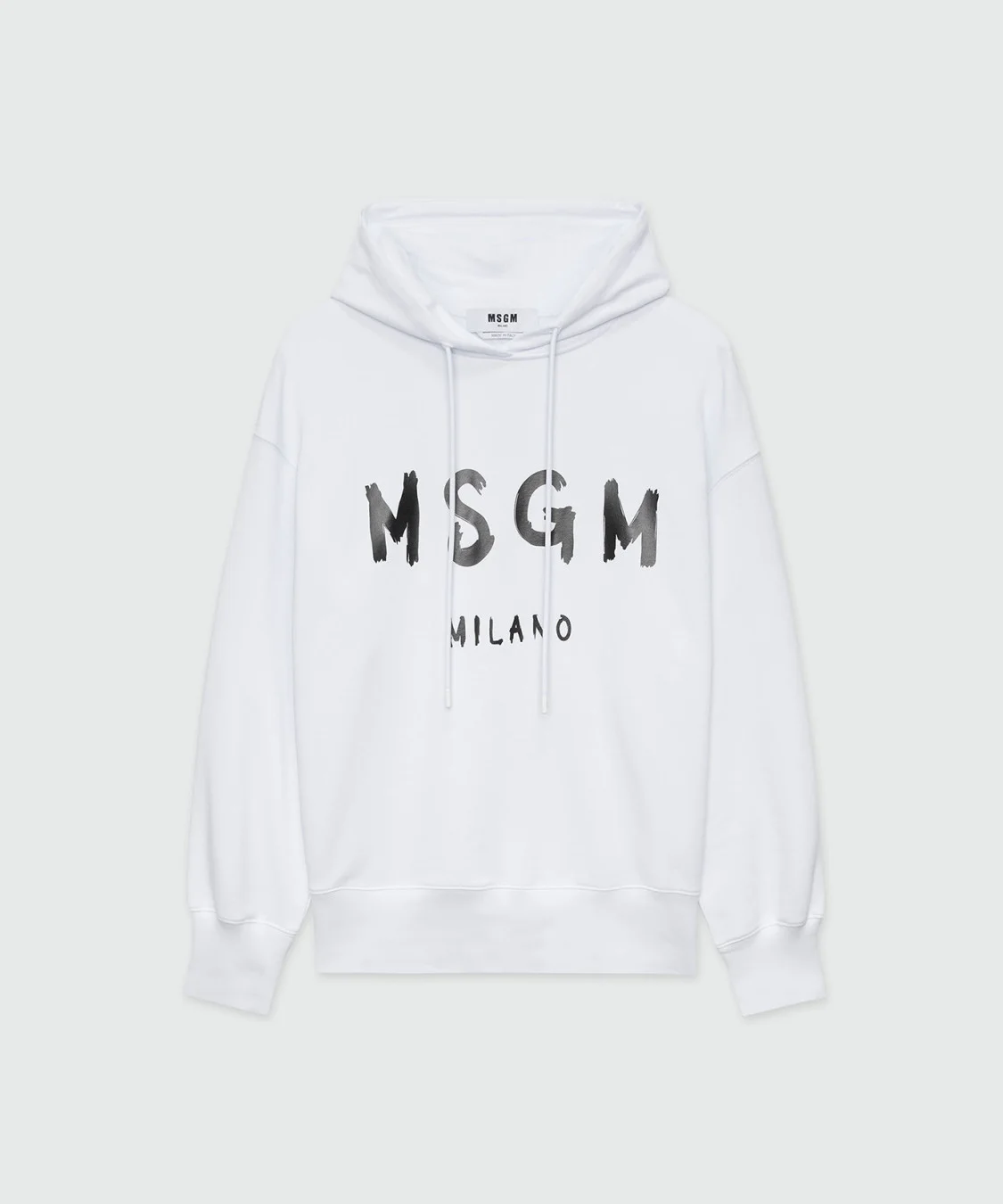 White Hoodie with brushstroke logo - 1