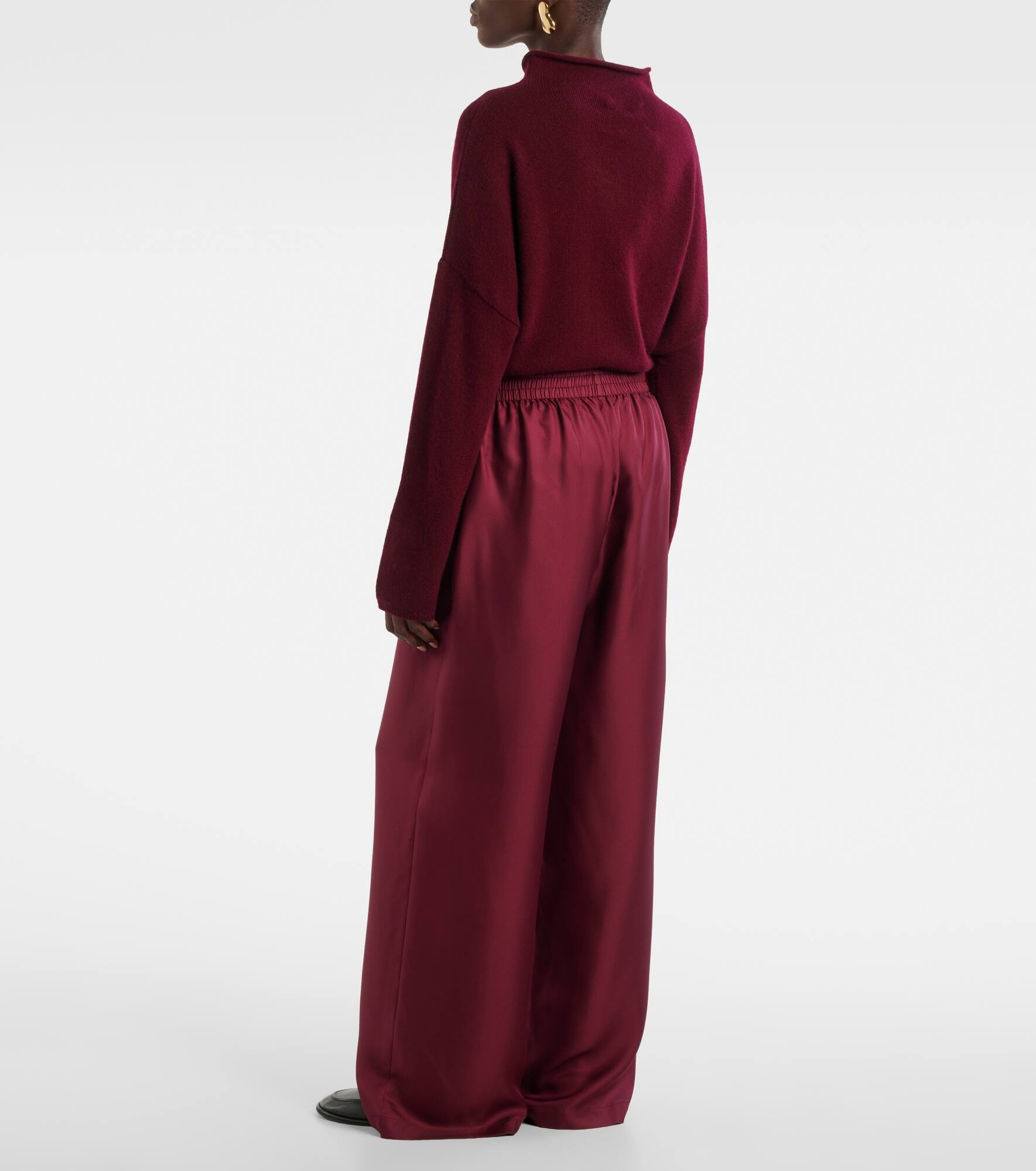Silk satin wide-leg pants - 3