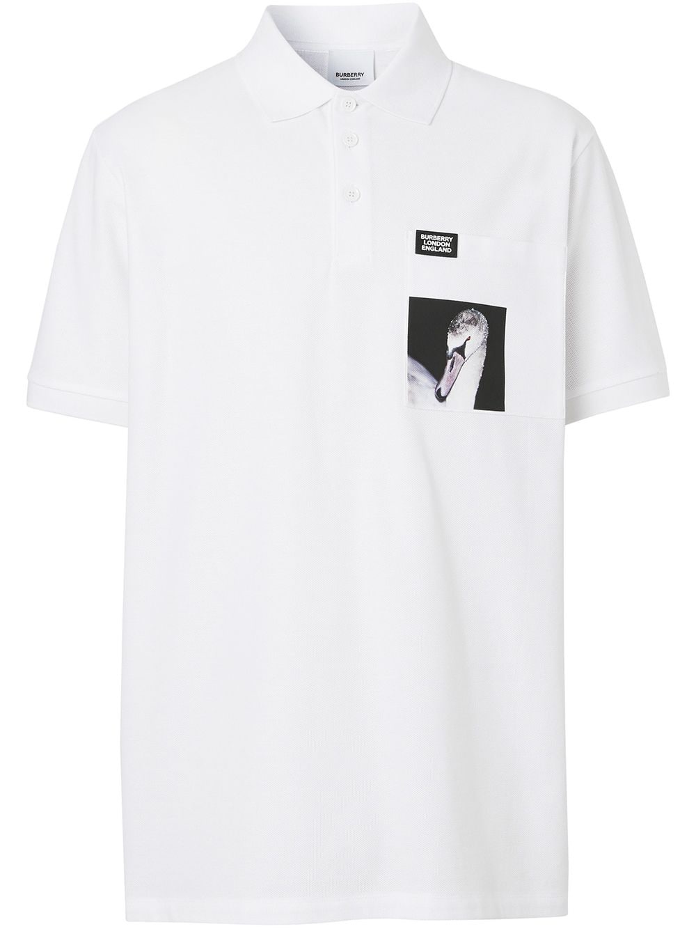 swan print polo shirt - 1