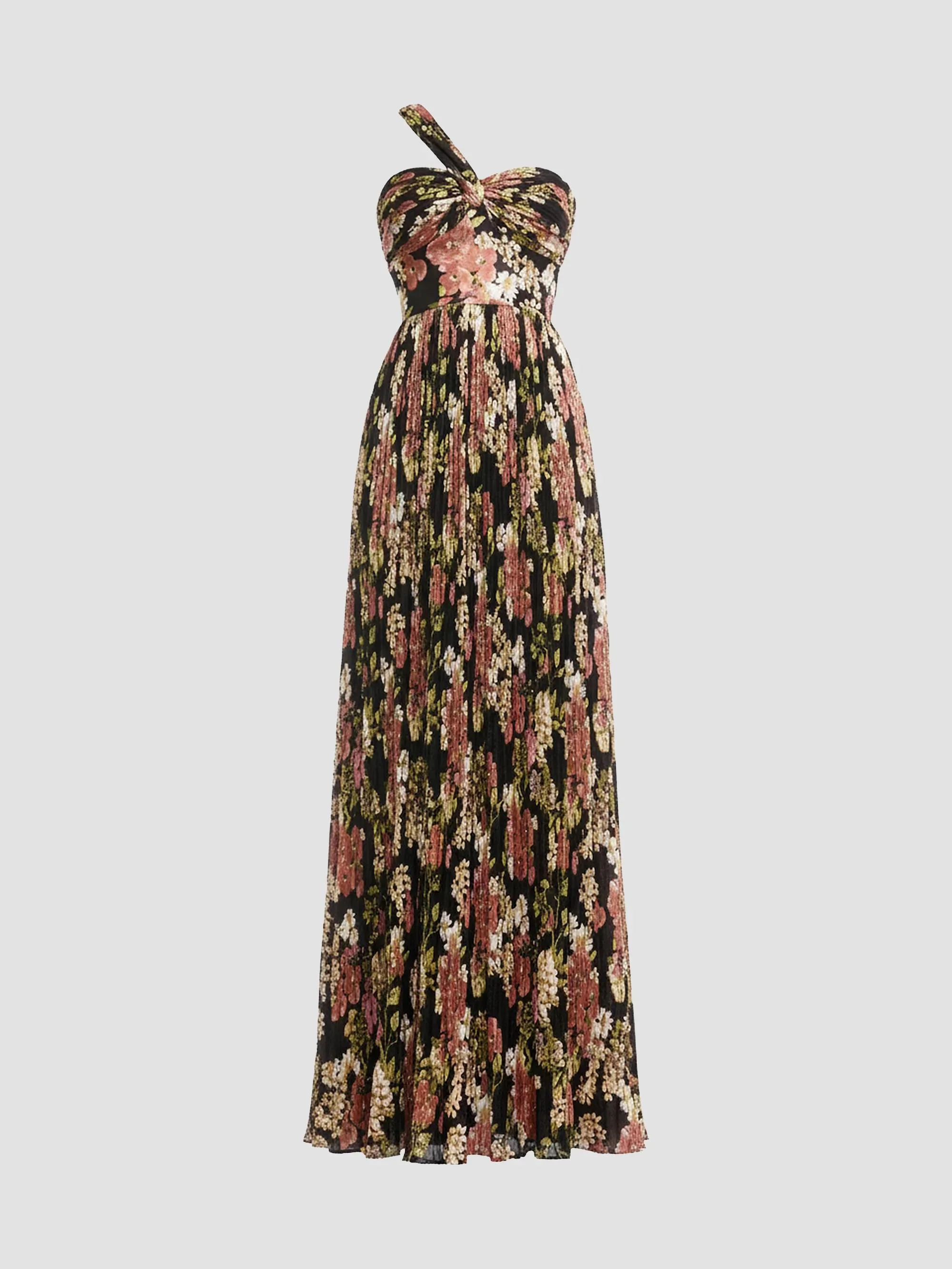 Women's Idalia Floral One-Shoulder Gown - Black Multi - 1