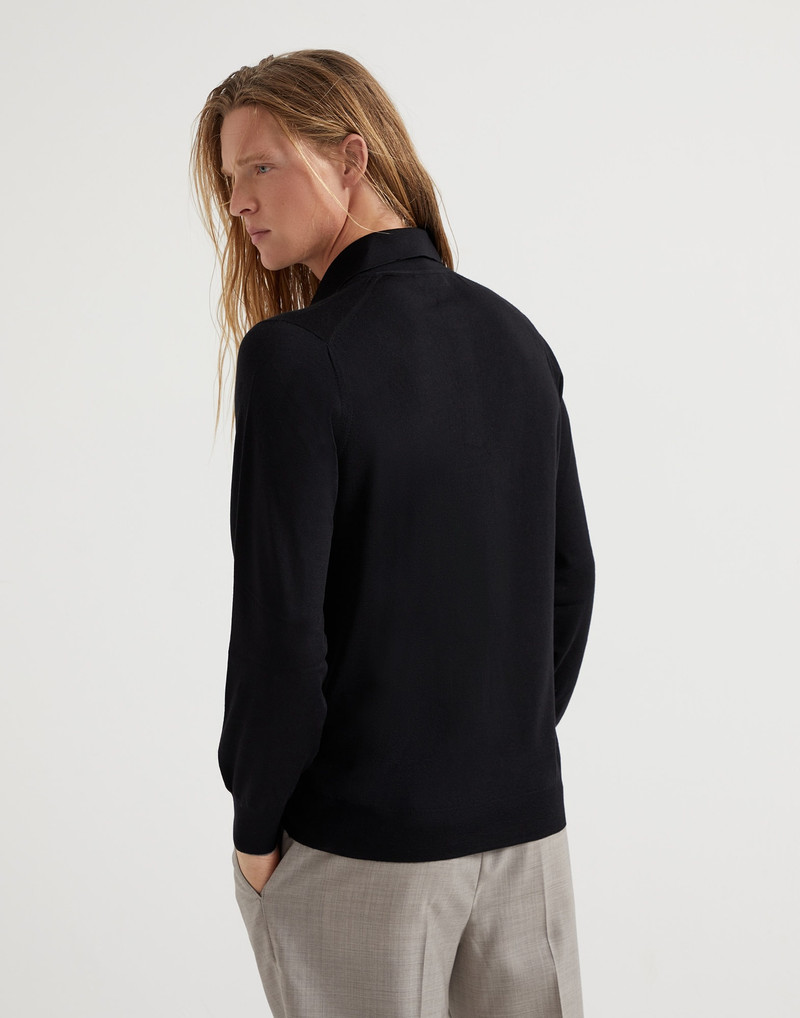 Brunello Cucinelli Virgin wool and cashmere lightweight knit polo shirt outlook