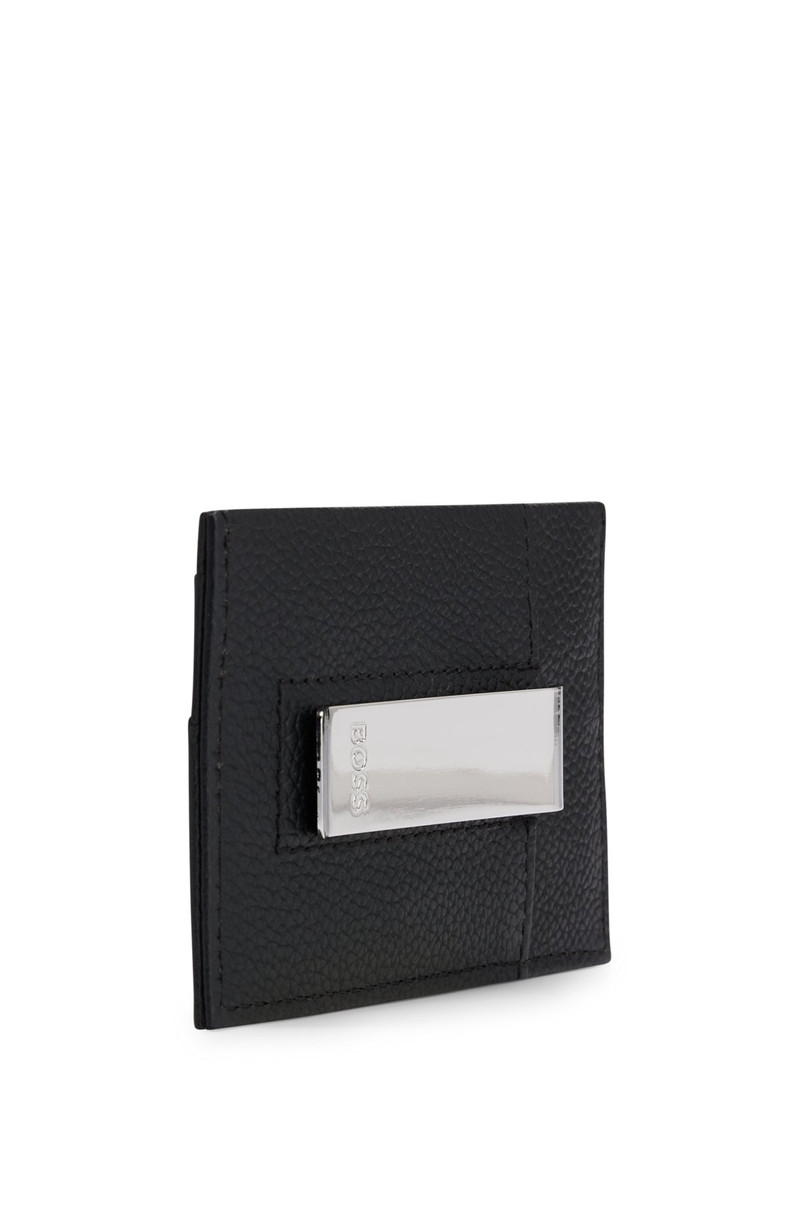 BRASS MONEY CLIP WITH CARD HOLDER IN GRAINED LEATHER 4