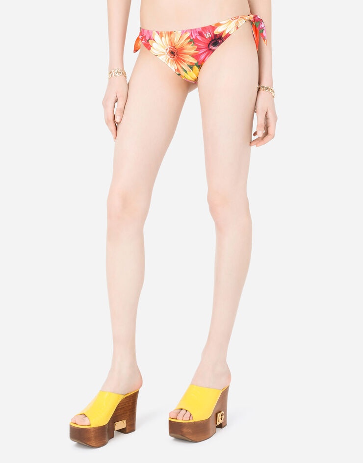 Tie bikini bottoms with gerbera-daisy print - 5