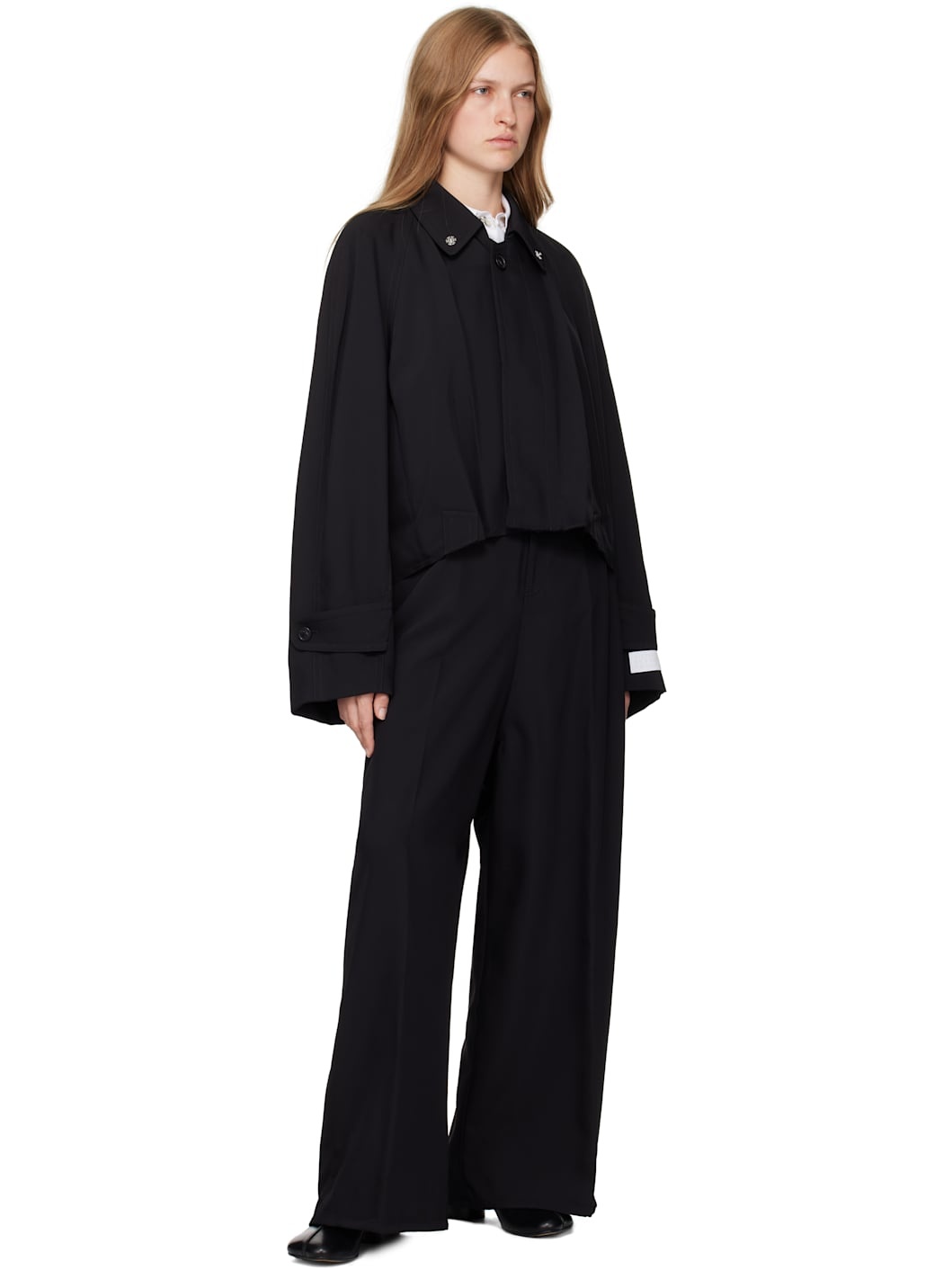 Black Fluid Viscose Twill 5 Pocket Trousers - 4