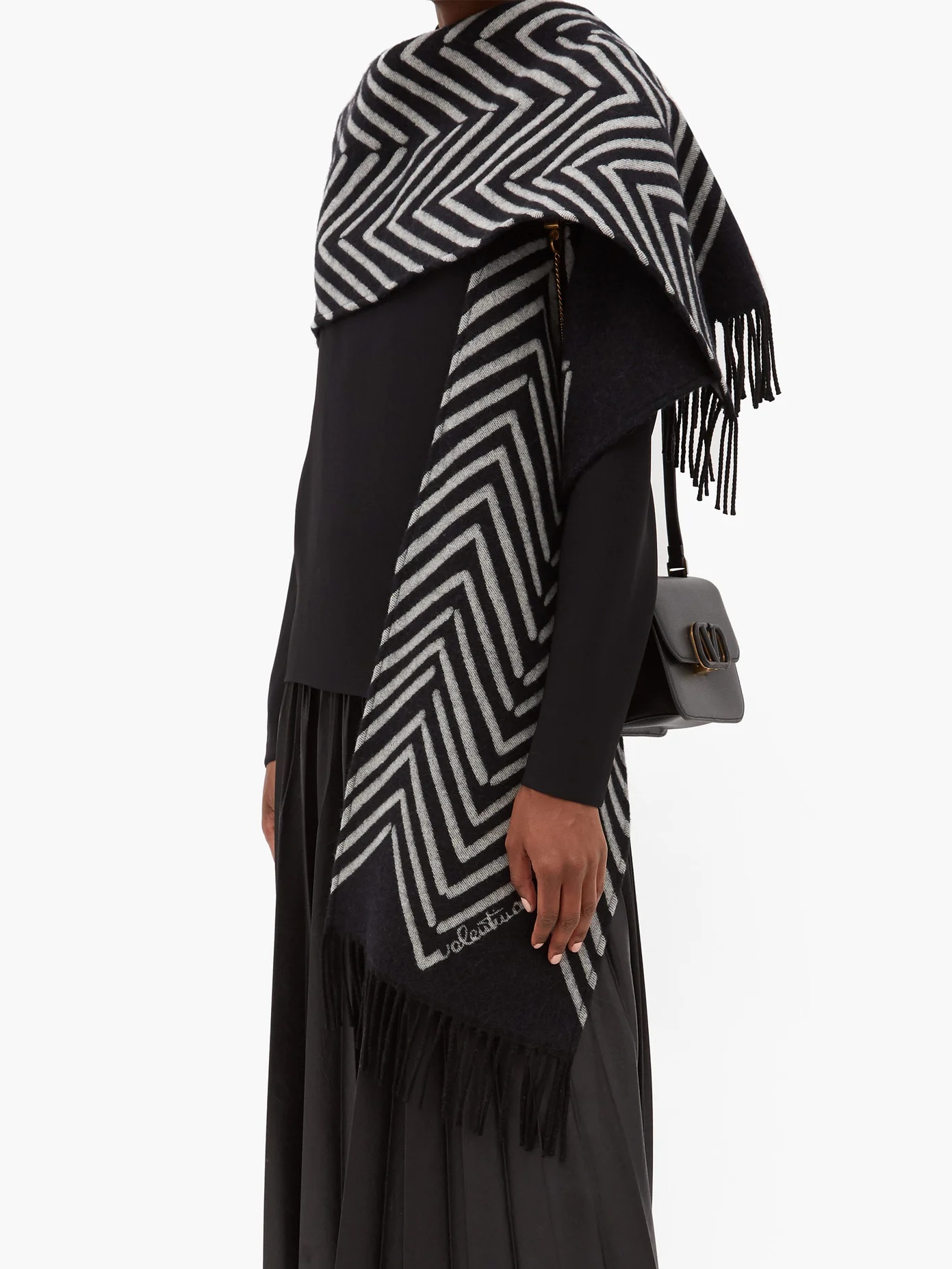 Chevron-jacquard wool-blend hooded scarf - 6