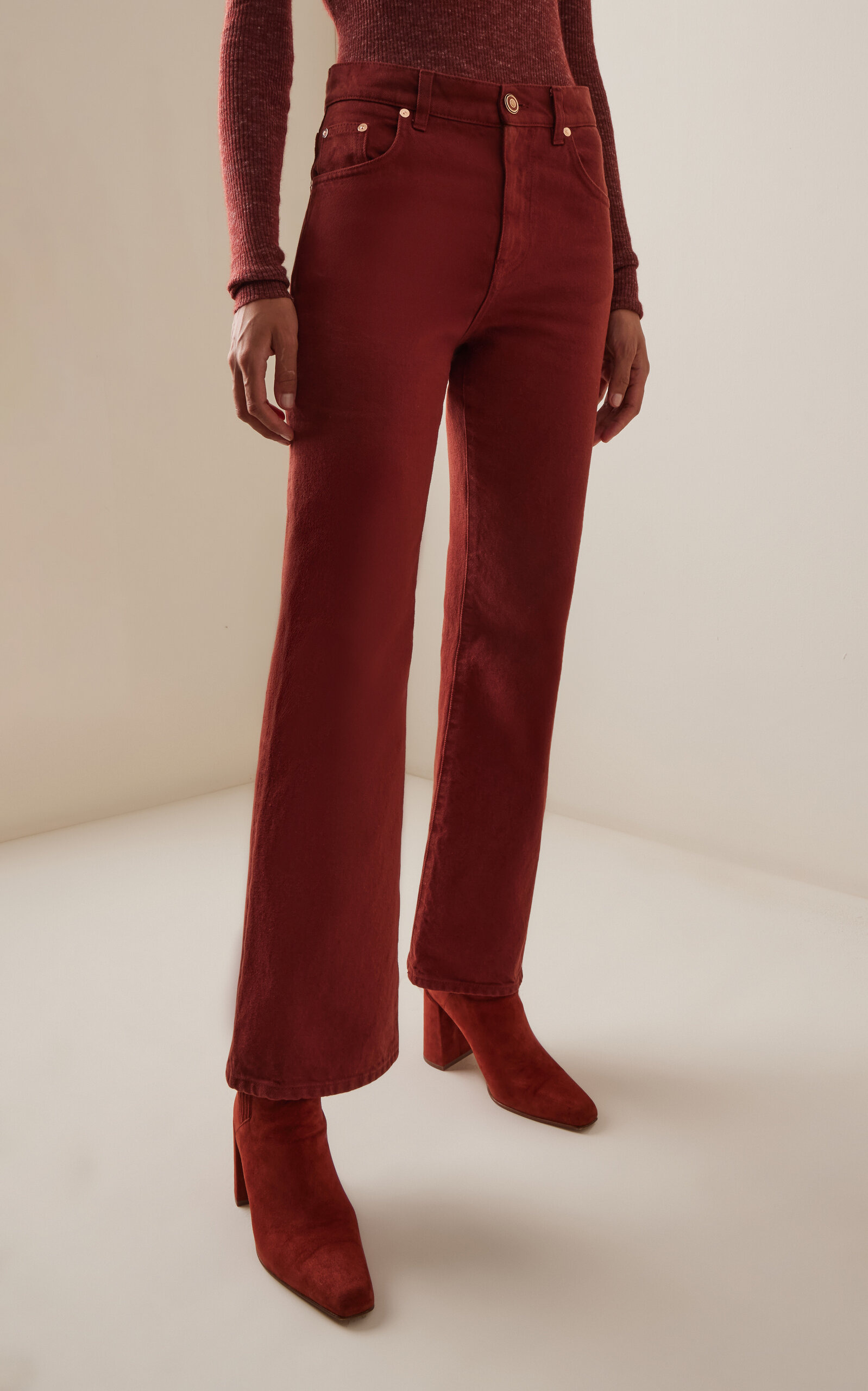 Ezra Cropped Bootcut Jeans burgundy - 3