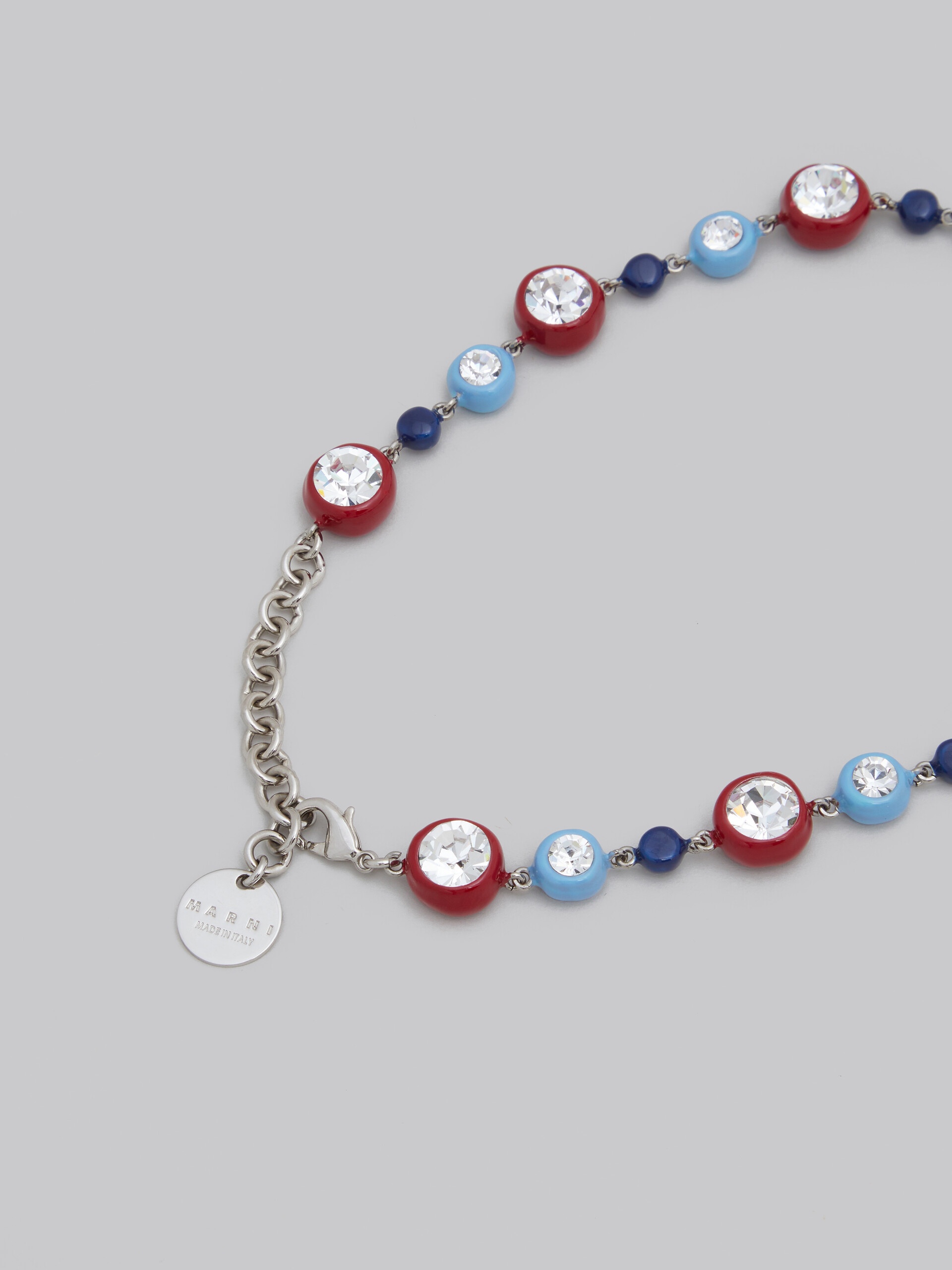 BLUE AND RED RHINESTONE RESIN NECKLACE - 4