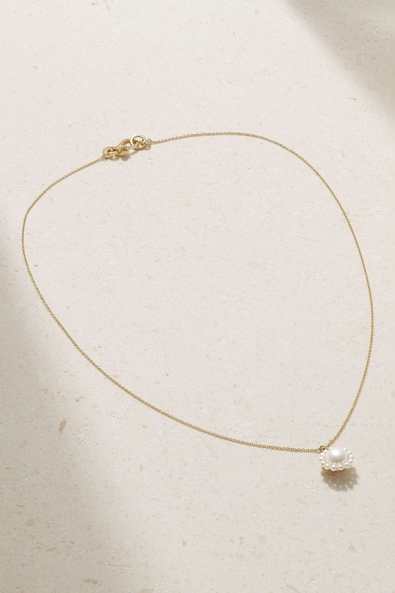 Jeanne Simple 14-karat recycled gold pearl necklace - 4