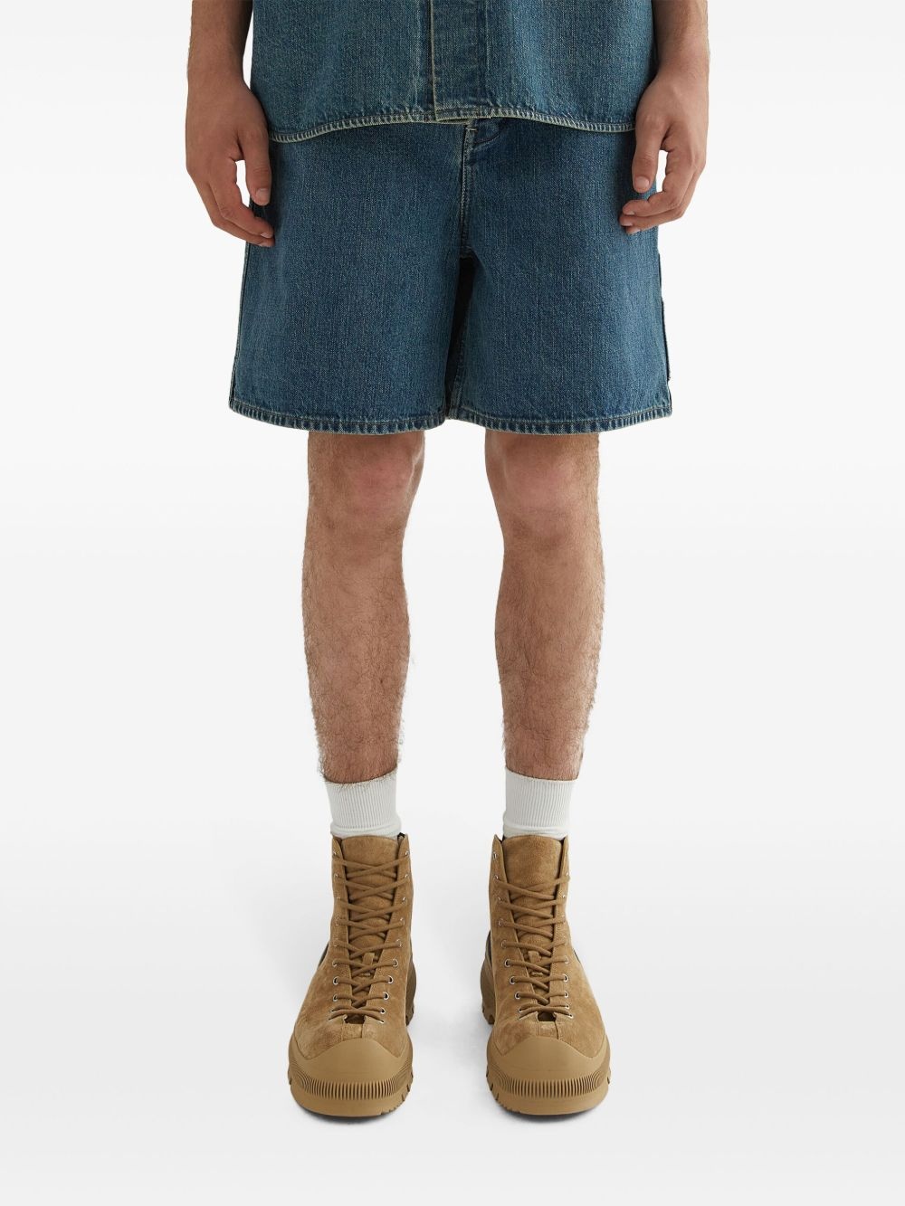 straight-leg denim shorts - 3