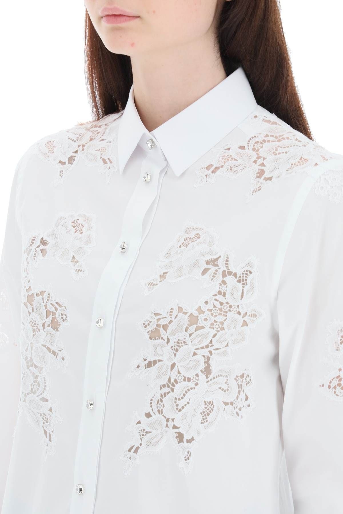 POPLIN SHIRT WITH LACE INSERTS - 5